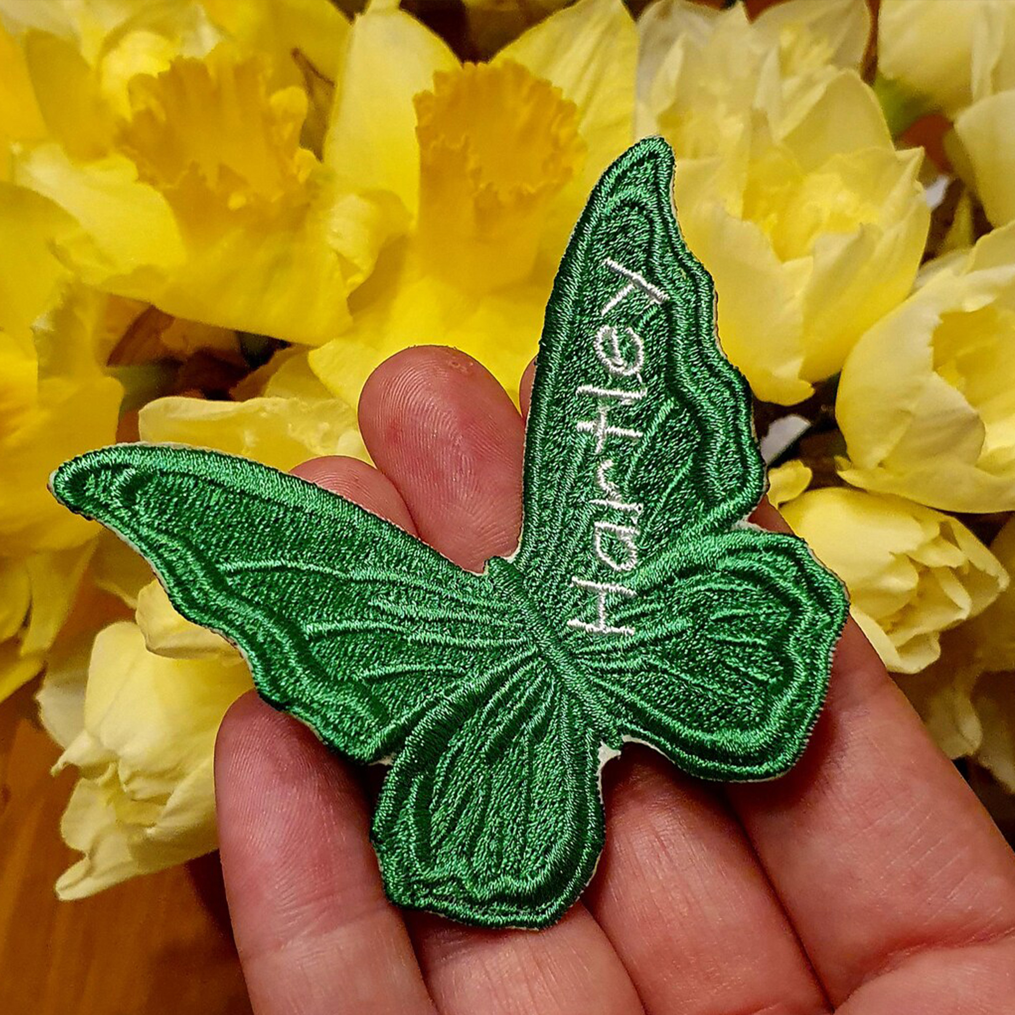 Personalized Embroidered Text Butterfly Patch, Sew-On Applique Butterflies, Elegant Keepsake, Something Blue, Wedding Gift