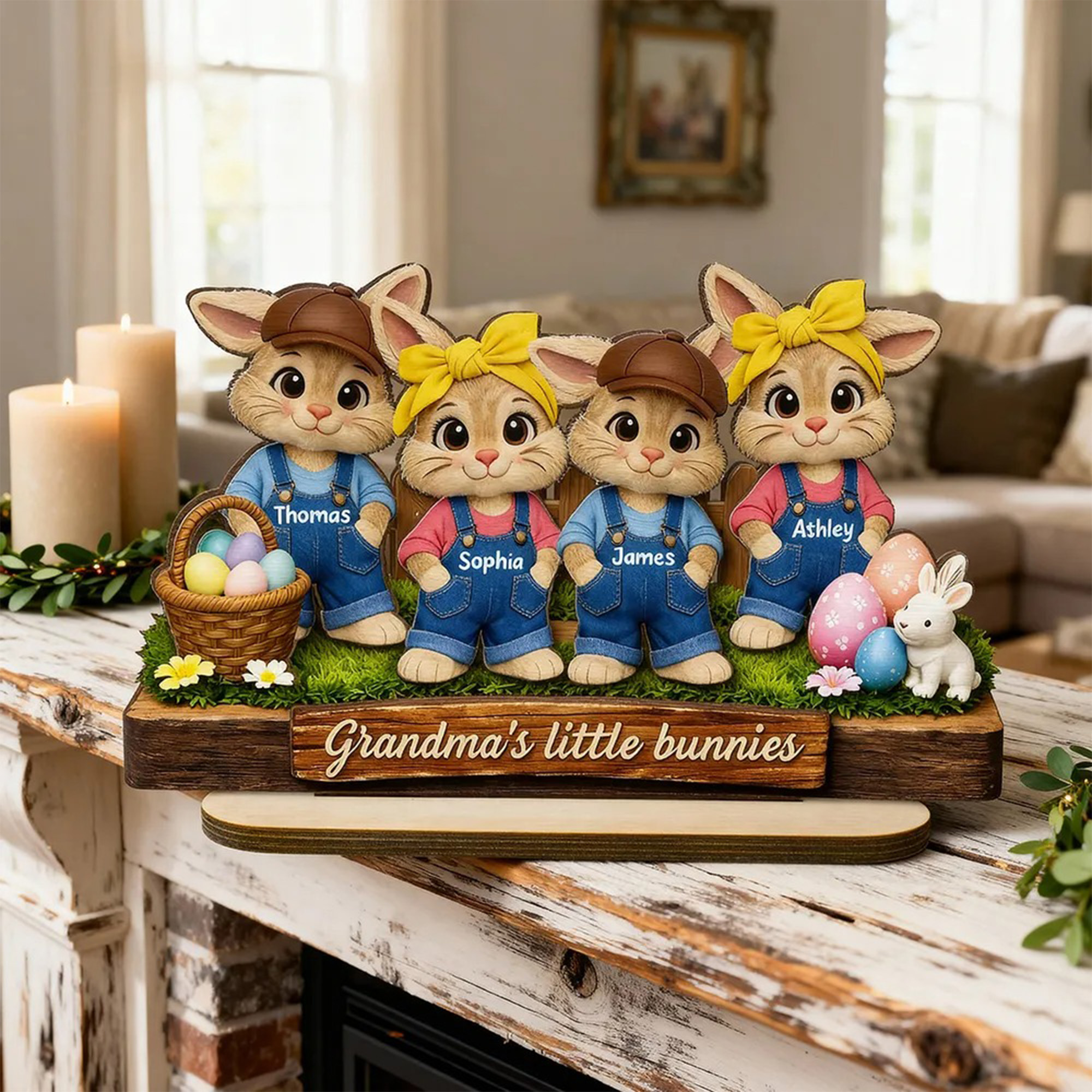 Customized Easter Wooden Plaque, Grandma's Little Bunnies, Gift for Grandma