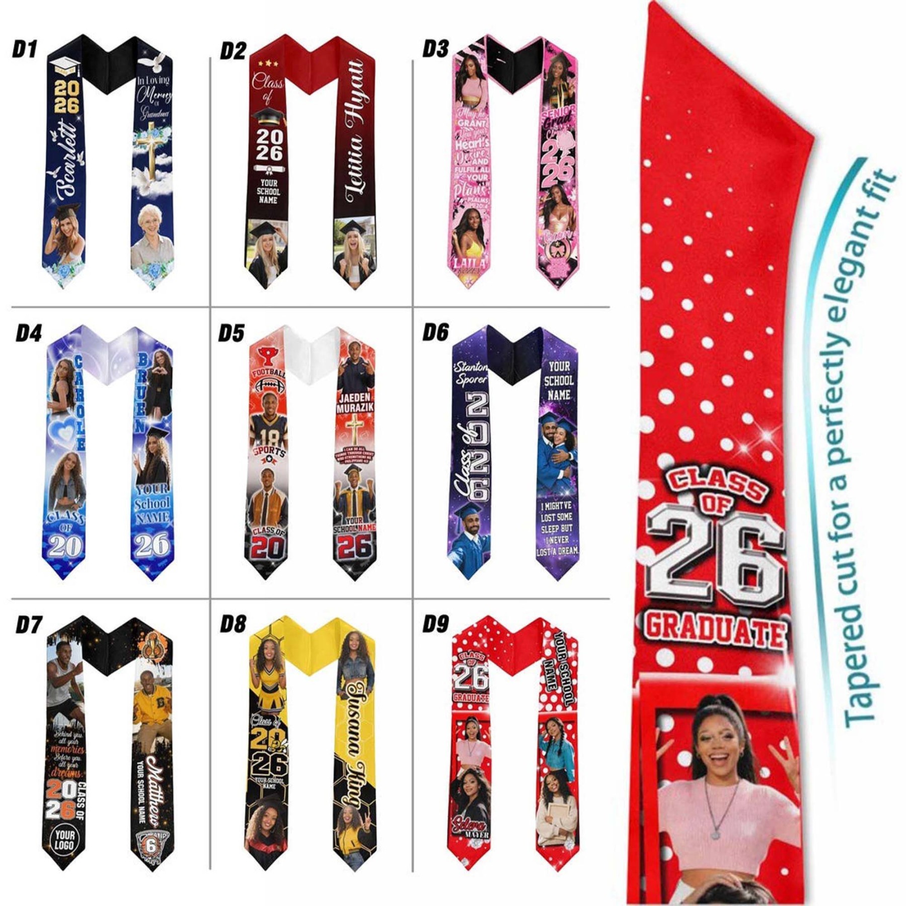 Personalized Photo Graduation Stole, Class of 2026, Personalized Sash, Graduation Gift, Gift for Graduates
