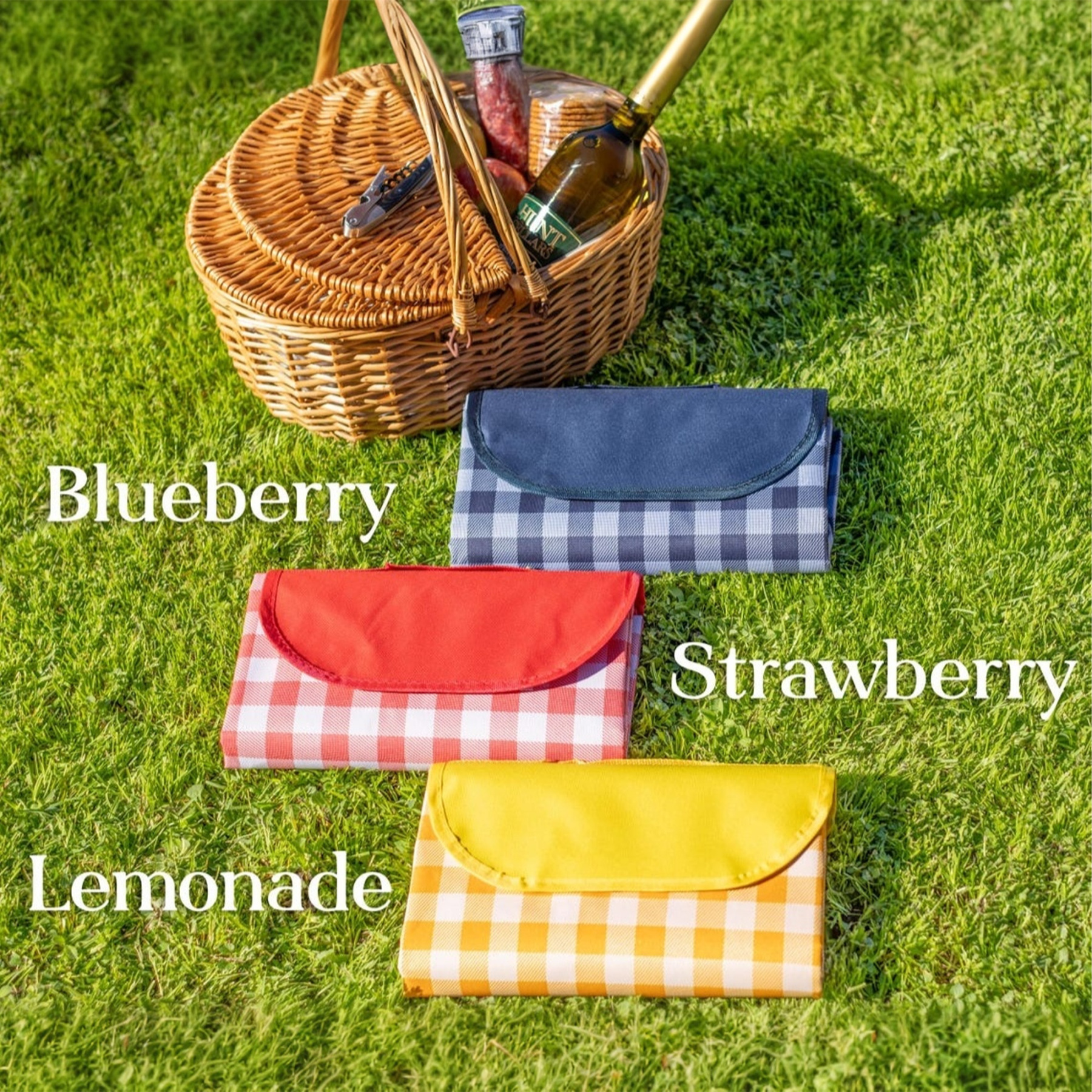 Custom Text Gingham Water-Proof Picnic Blanket, Folds with Handle, Personalized Name Picnic Blanket, Outdoor Camping, Beach Accessory