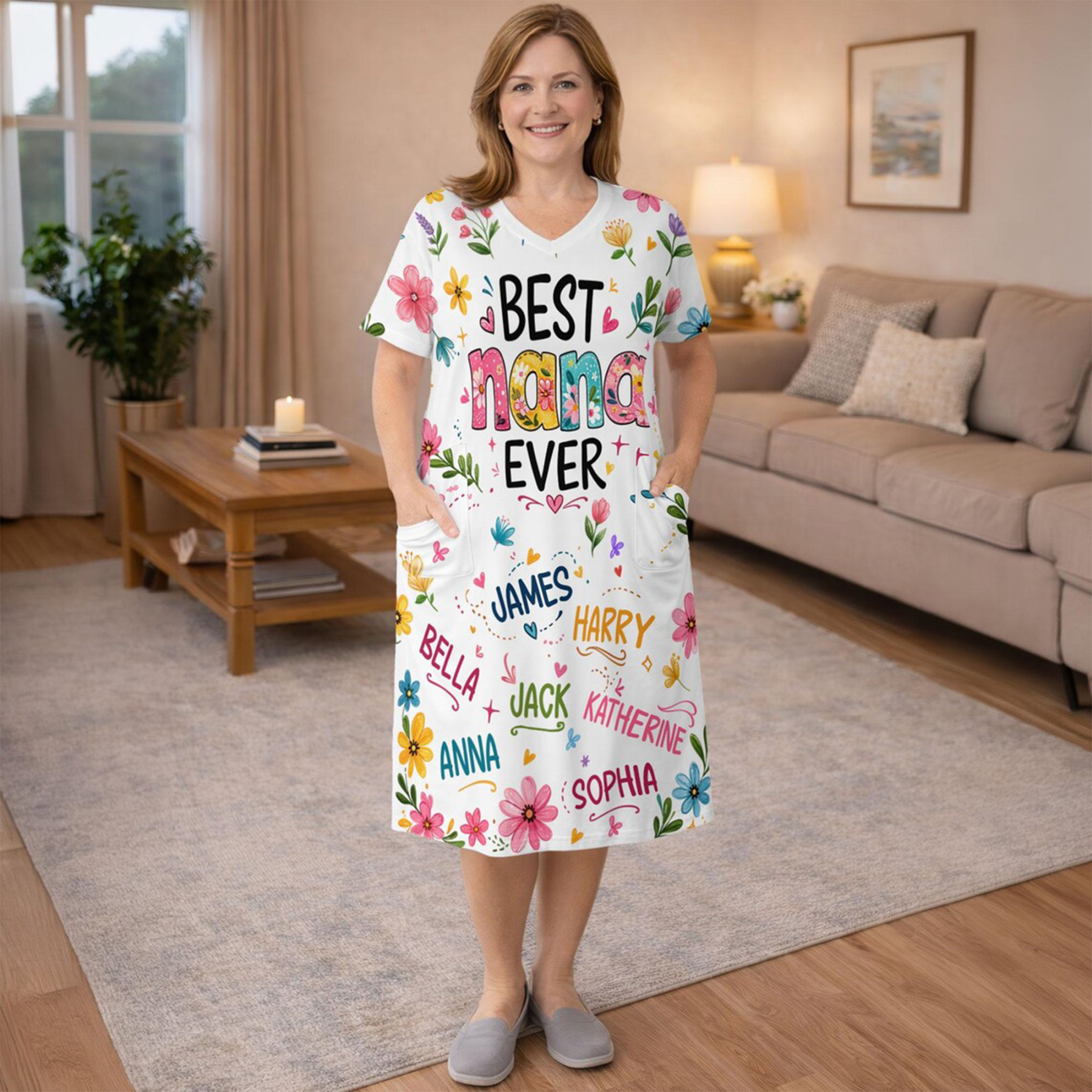 Personalized Grandkid's Name Dress for Grandma, Mother's Day Gift, Women's Dress, Mom Gift from Daughter, Gift for Grandma