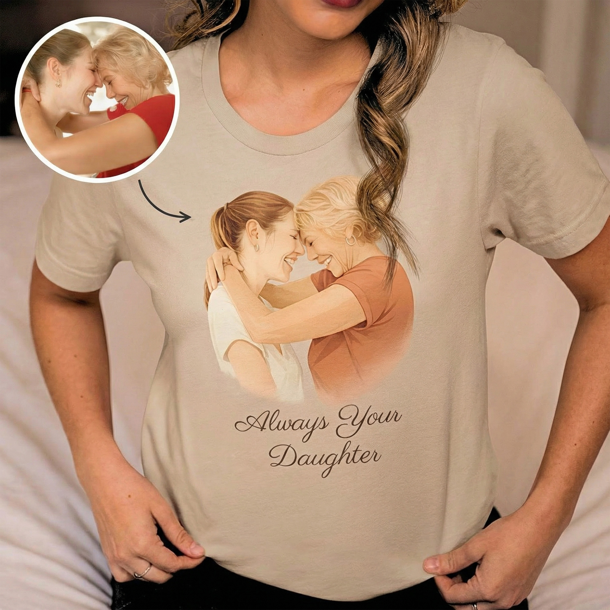 Personalized Photo Portrait Tshirt, Gift for Daughter, Mother's Day Gift, Mama Gift, Family Keepsake