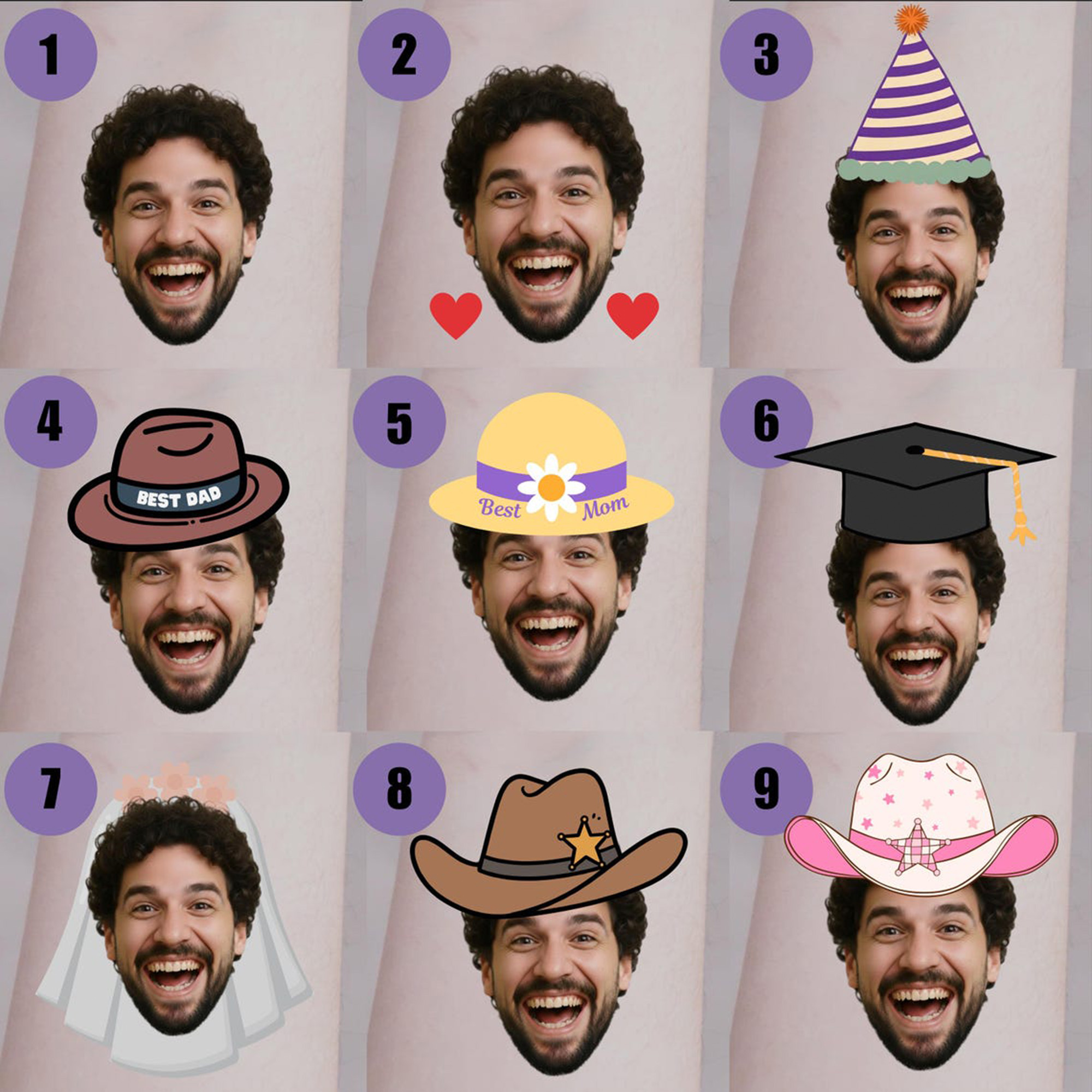 (Sold at 12pcs)Custom Face Funny Temporary Tattoos, Funny Gift, Birthday/Graduation Gift, Party Favor