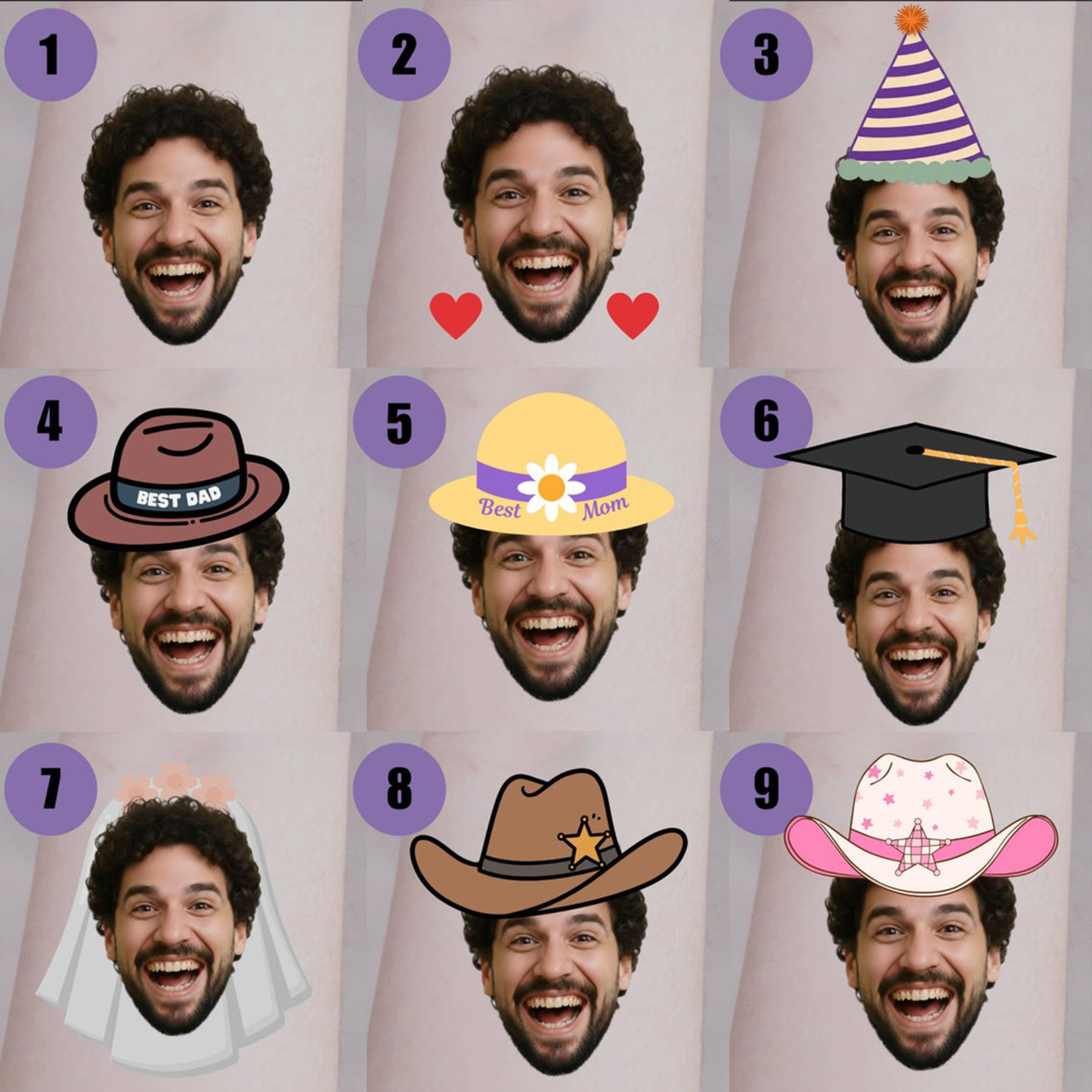 (Sold at 12pcs)Custom Face Funny Temporary Tattoos, Funny Gift, Birthday/Graduation Gift, Party Favor