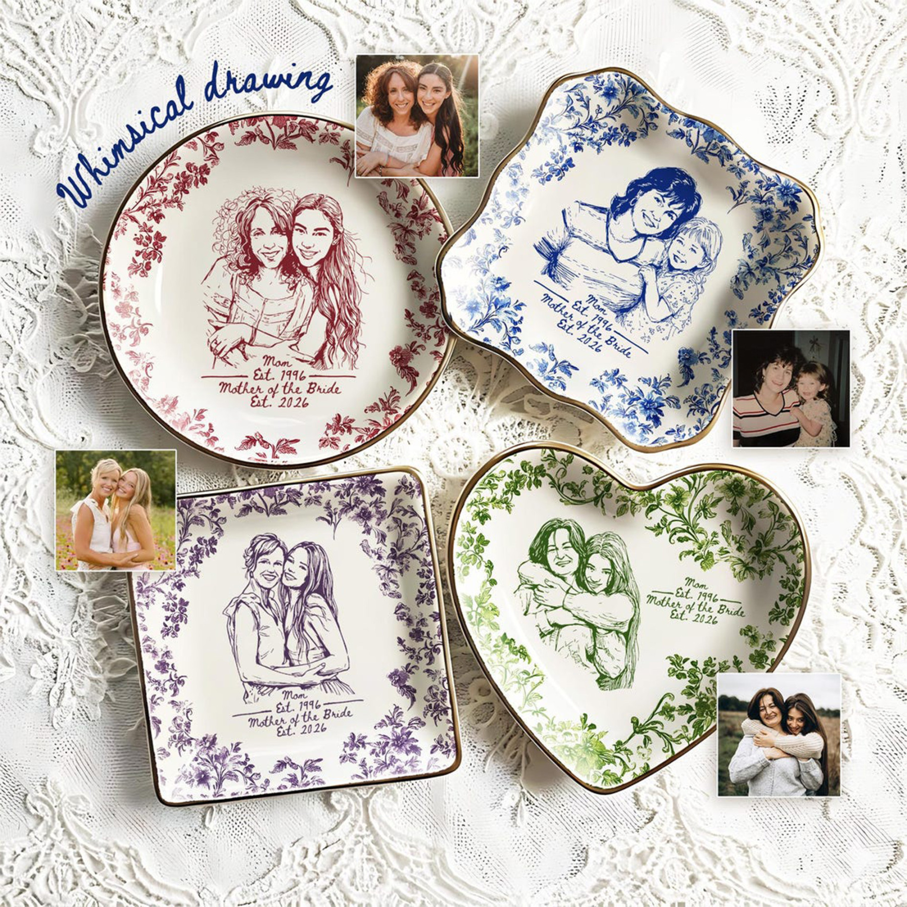 Custom Photo Jewelry Dish, Mother's Day Gift, Personalized Ring Dish, Wedding Gift from Daughter