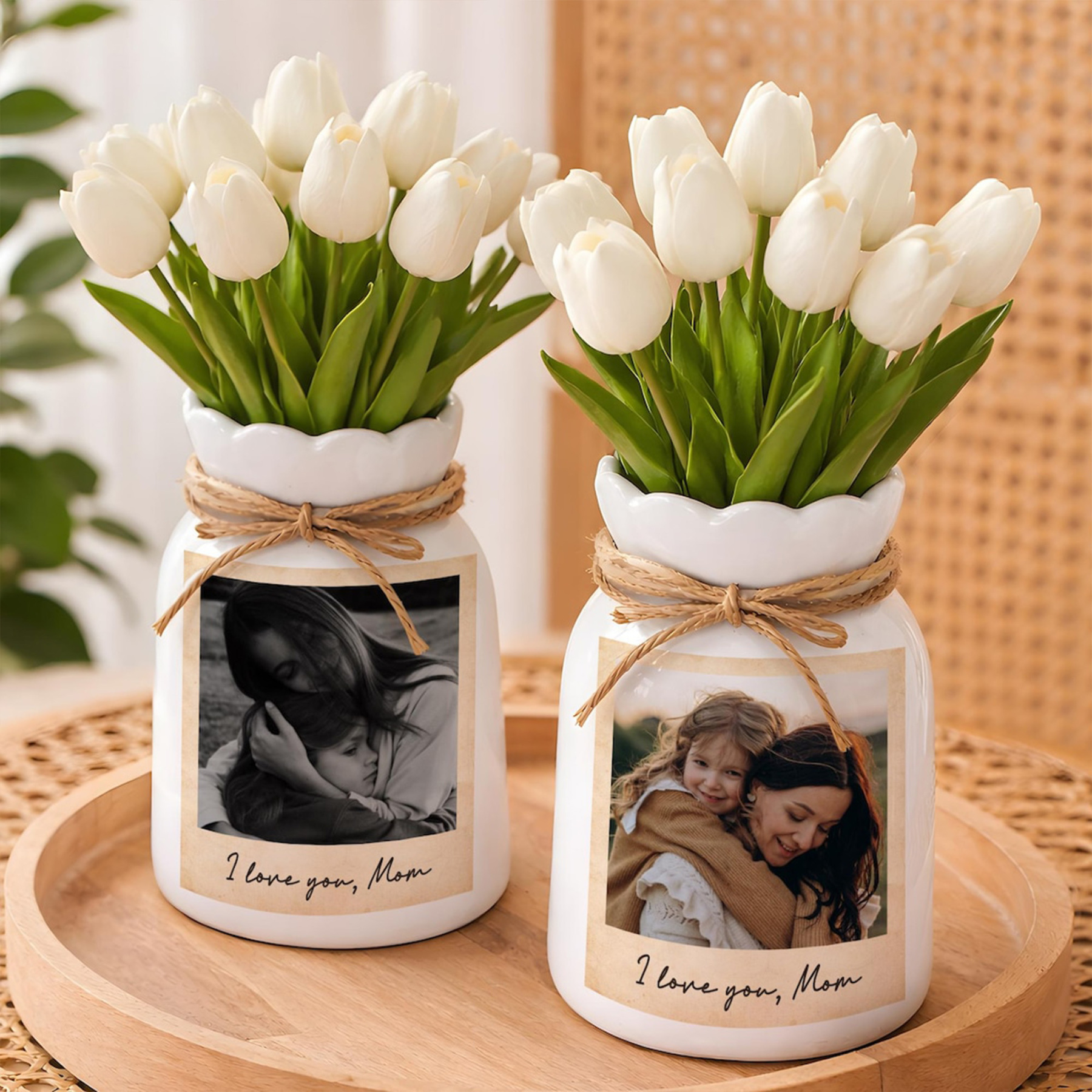 Custom Photo Vase, Personalized Photo Flower Vase, Home Decor, Gift from Daughter, Birthday/Mother's Day Gift