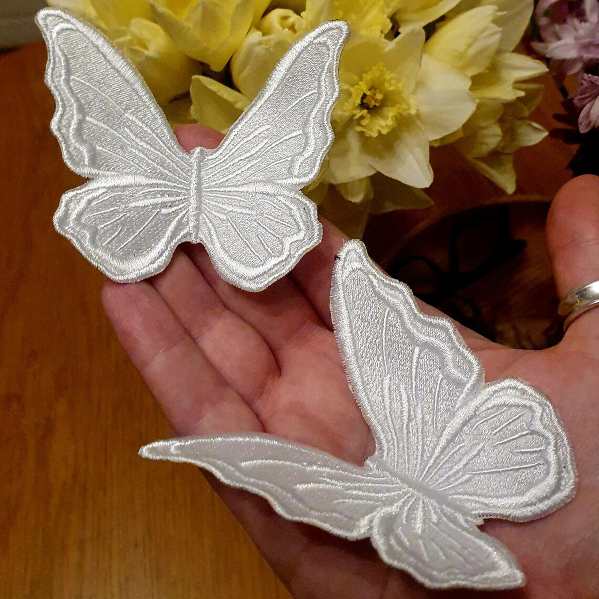 Personalized Embroidered Text Butterfly Patch, Sew-On Applique Butterflies, Elegant Keepsake, Something Blue, Wedding Gift