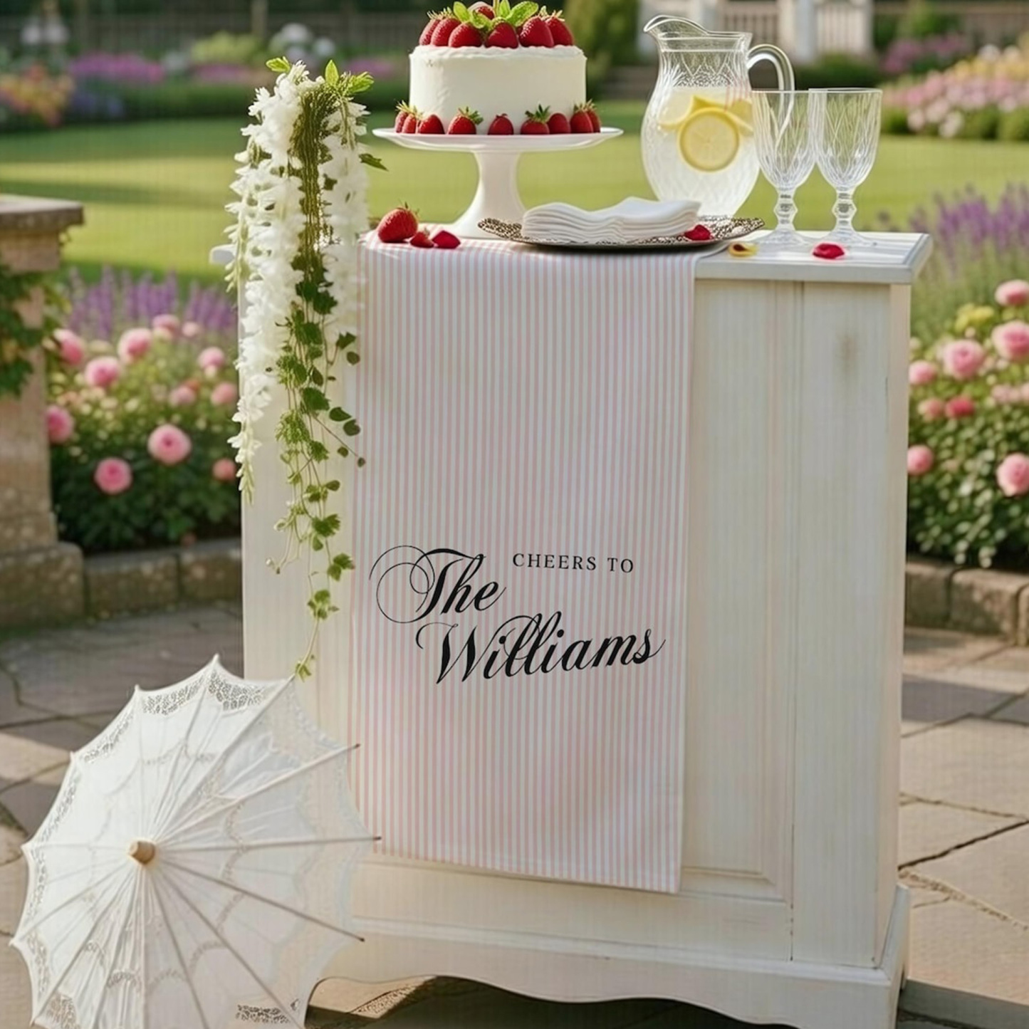Custom Linen Striped Sign, Personalized Name Wedding Sign, Birthday/Anniversary/Wedding Decor