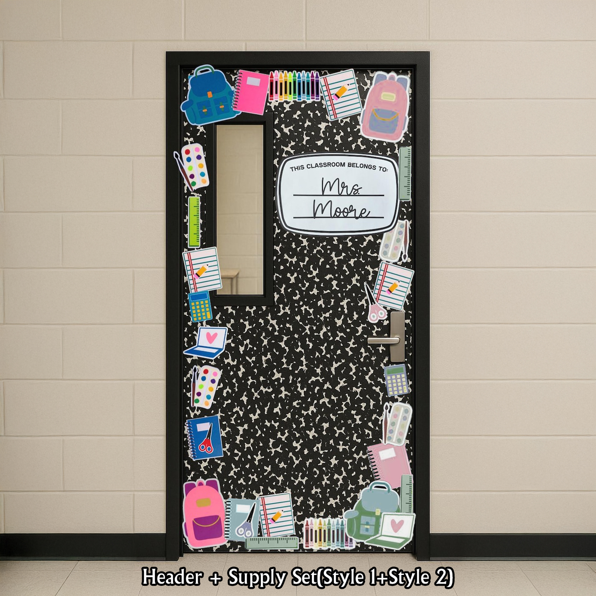 Classroom Door Topper Kit, Composition Notebook Theme