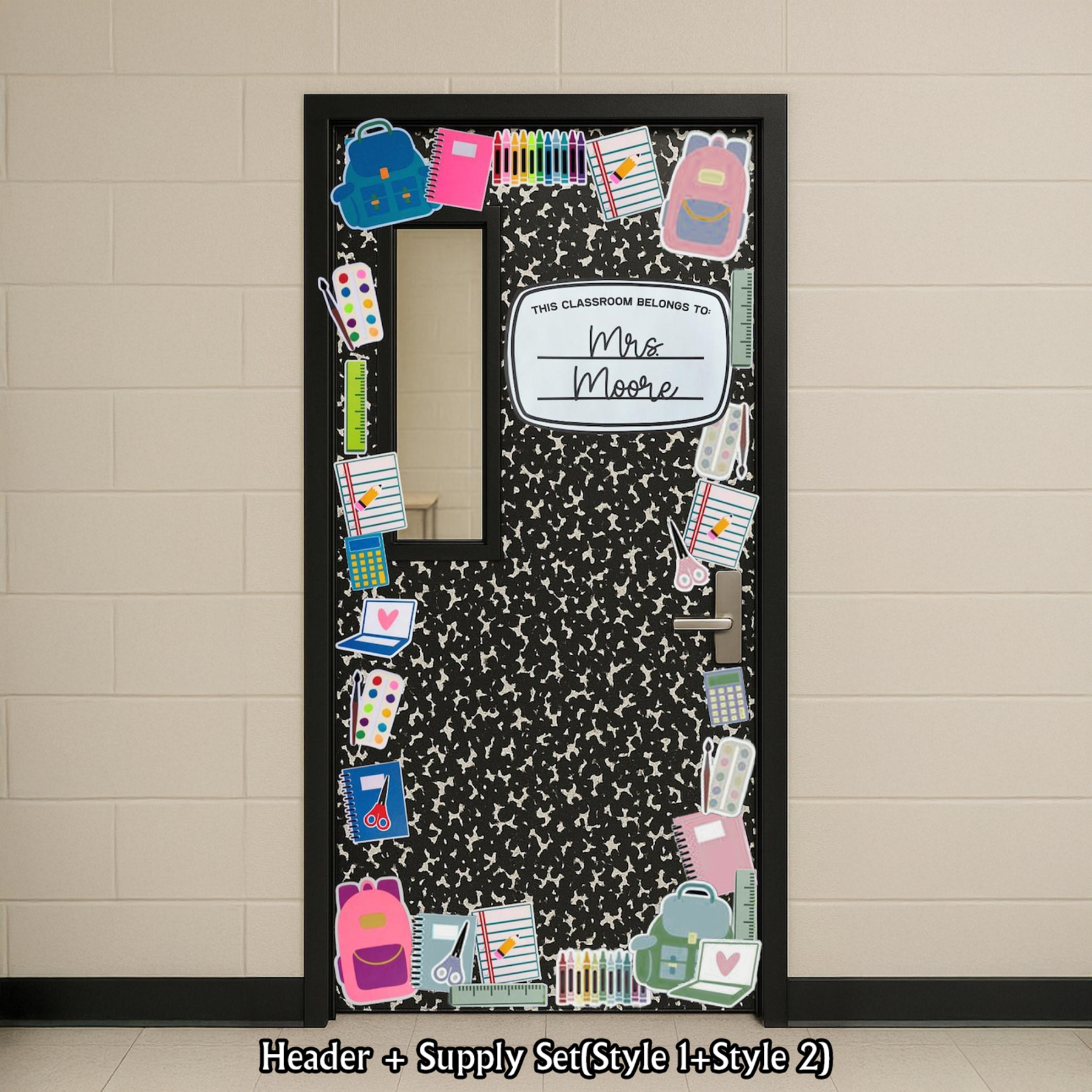 Classroom Door Topper Kit, Composition Notebook Theme