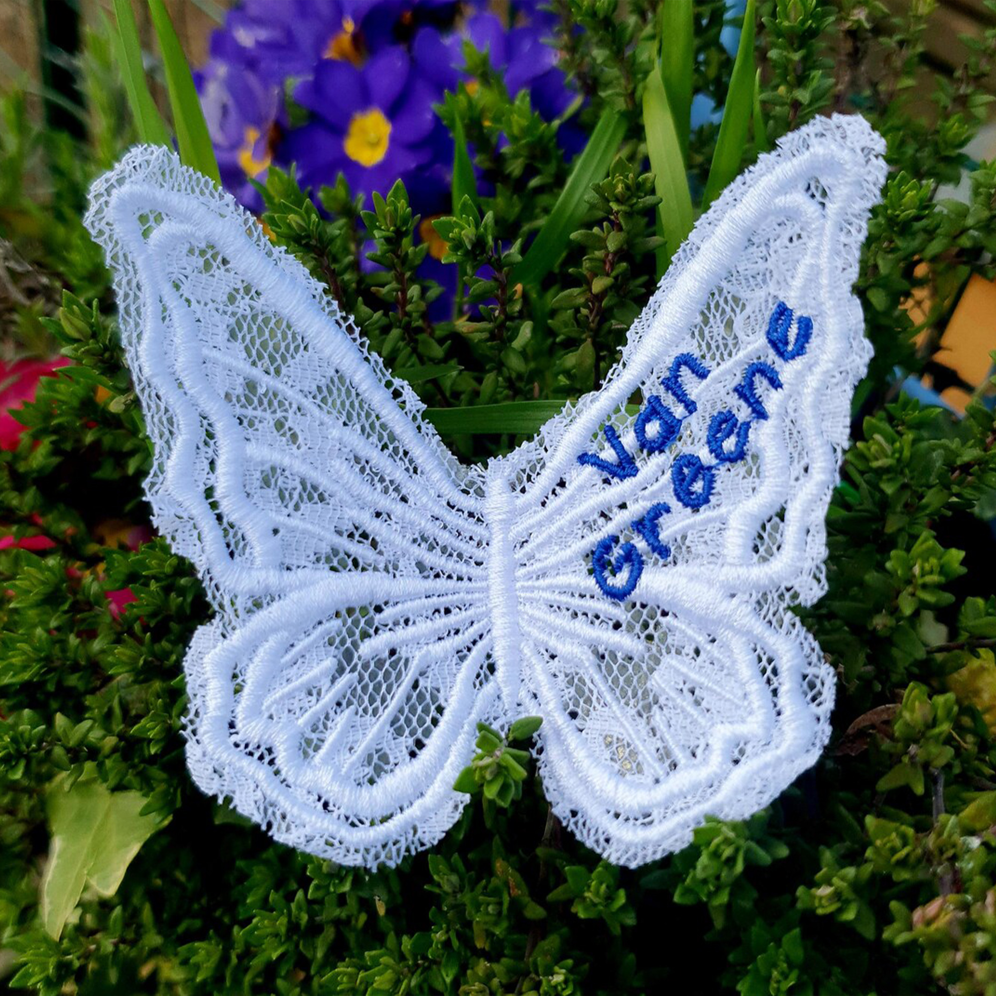 Personalized Embroidered Text Butterfly Patch, Sew-On Applique Butterflies, Elegant Keepsake, Something Blue, Wedding Gift