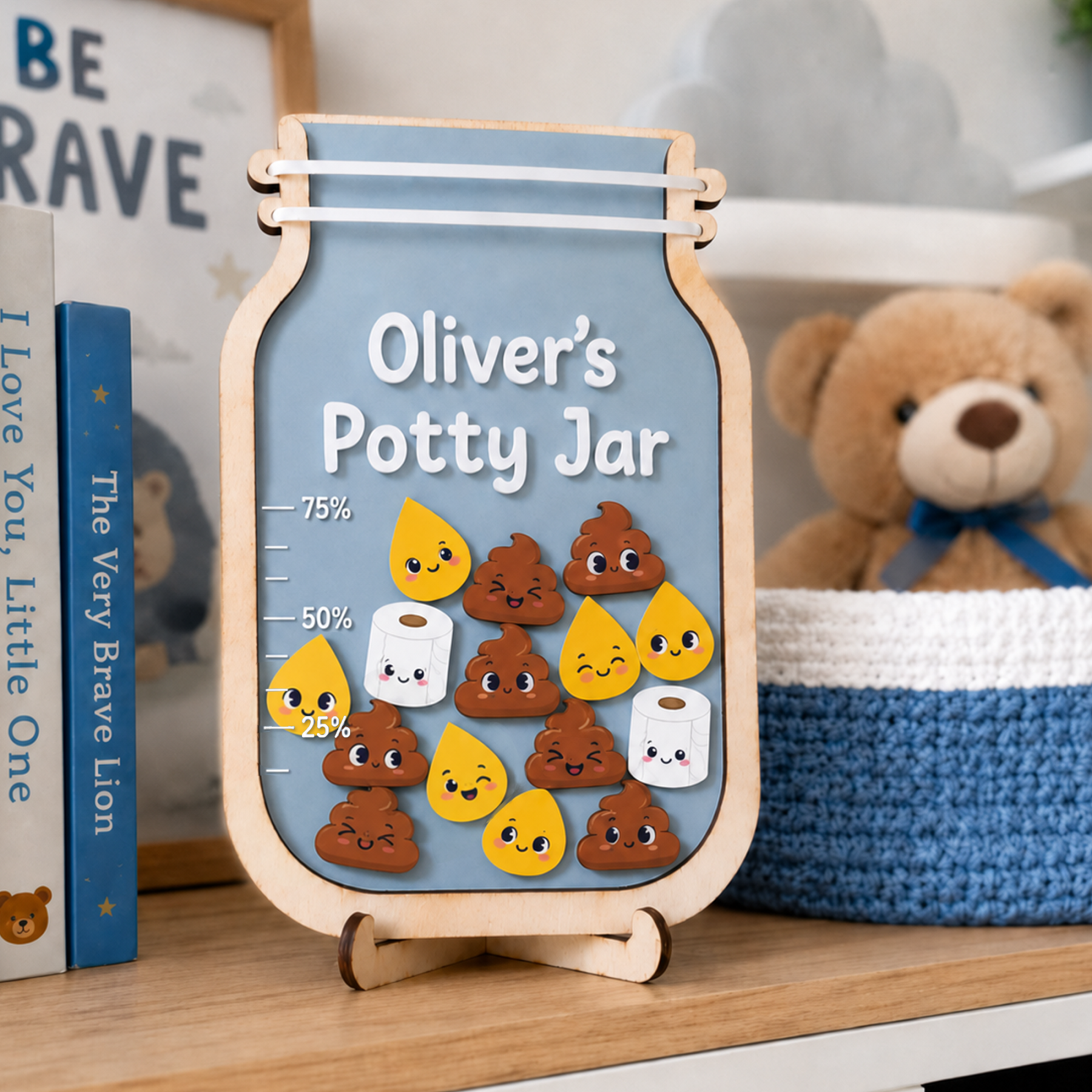 Personalized Wooden Potty Training Reward Jar with Name and Color Toddler Milestone Gift for Parents