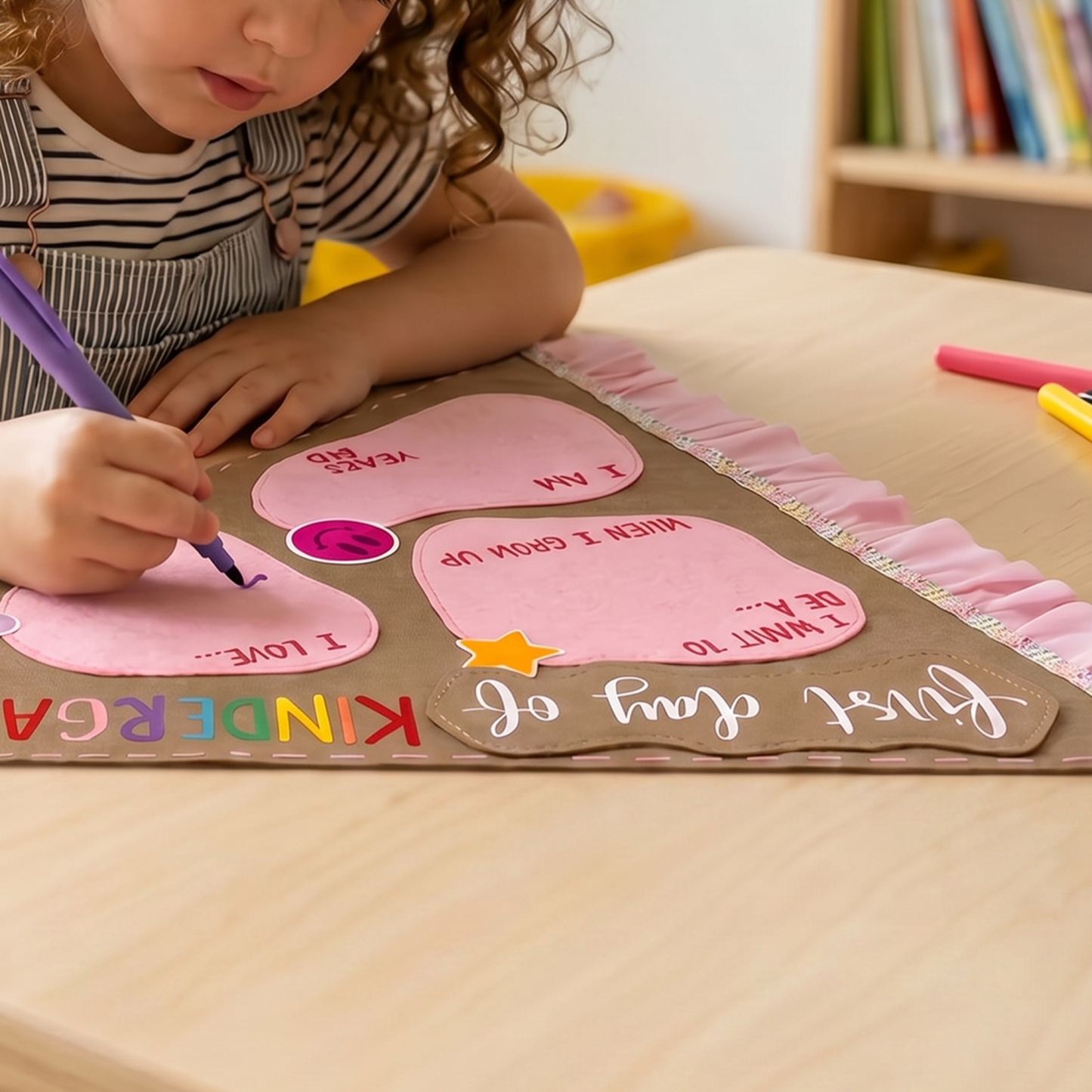 Personalized Paper First Day of School Pennant Flag with Name Back Room Decor for Kids
