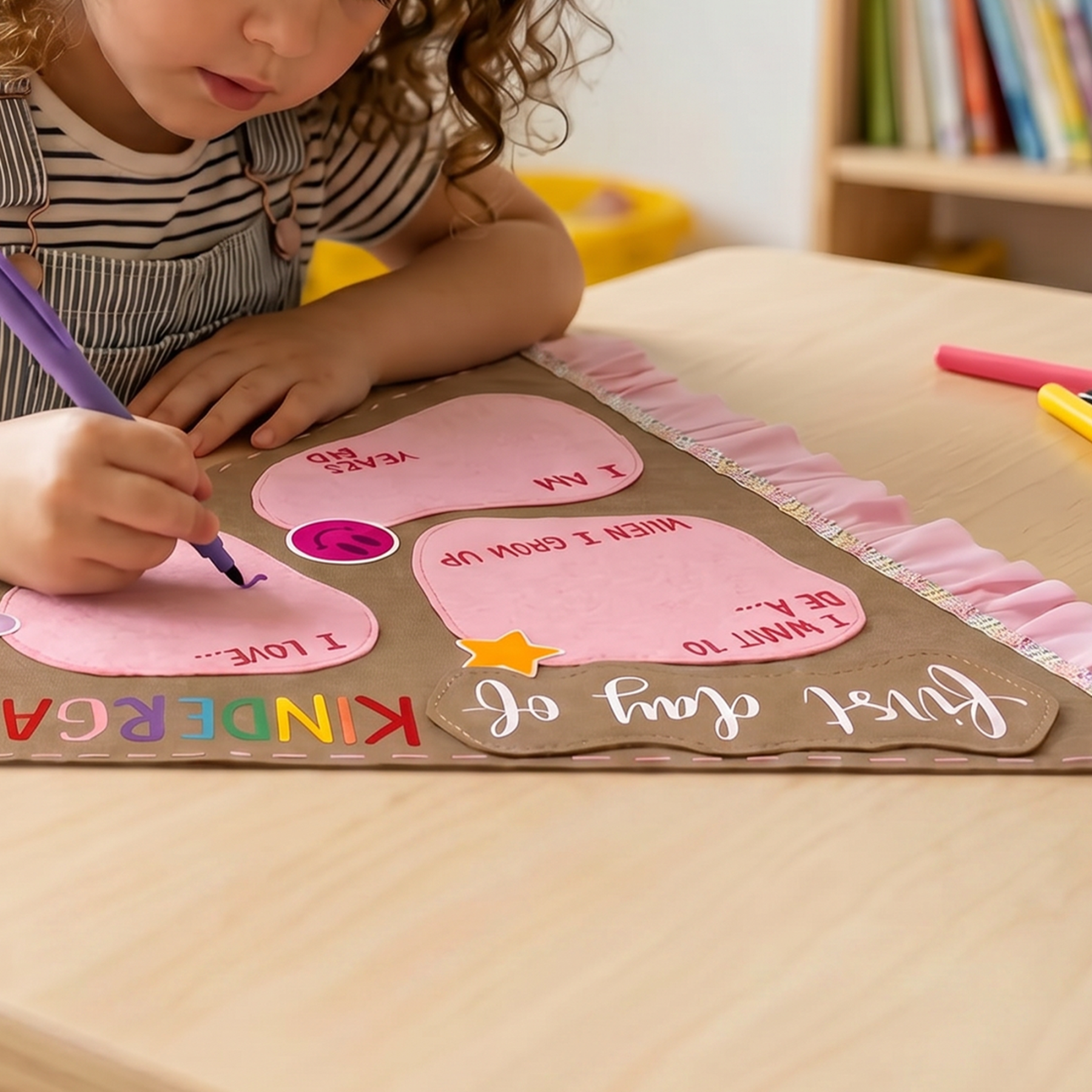 Personalized Paper First Day of School Pennant Flag with Name Back Room Decor for Kids