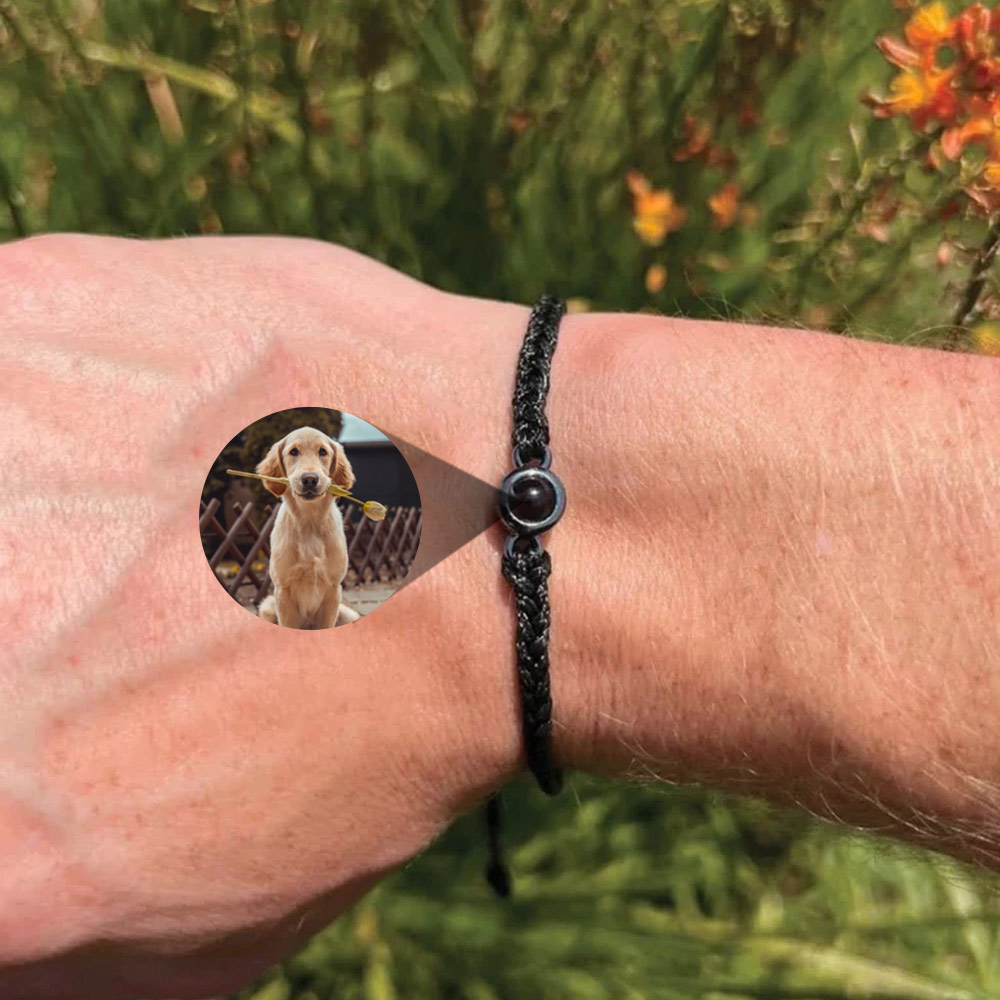 Custom Circle Photo Projection Bracelet, Adjustable Handmade Woven Bracelet, Anniversary/Valentine's Day Gifts for Couple/Family/Friends