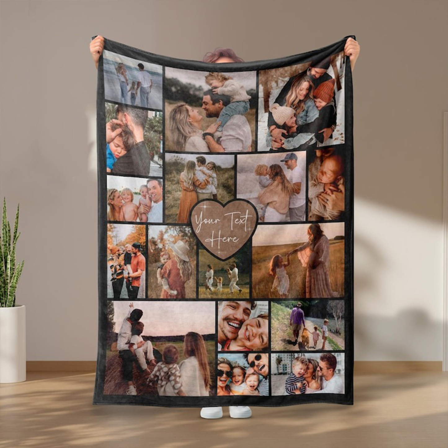 Personalized Photo&Text Blanket, Family Blanket, Memorial Gift, Couple Gift, Birthday/Anniversary Gift