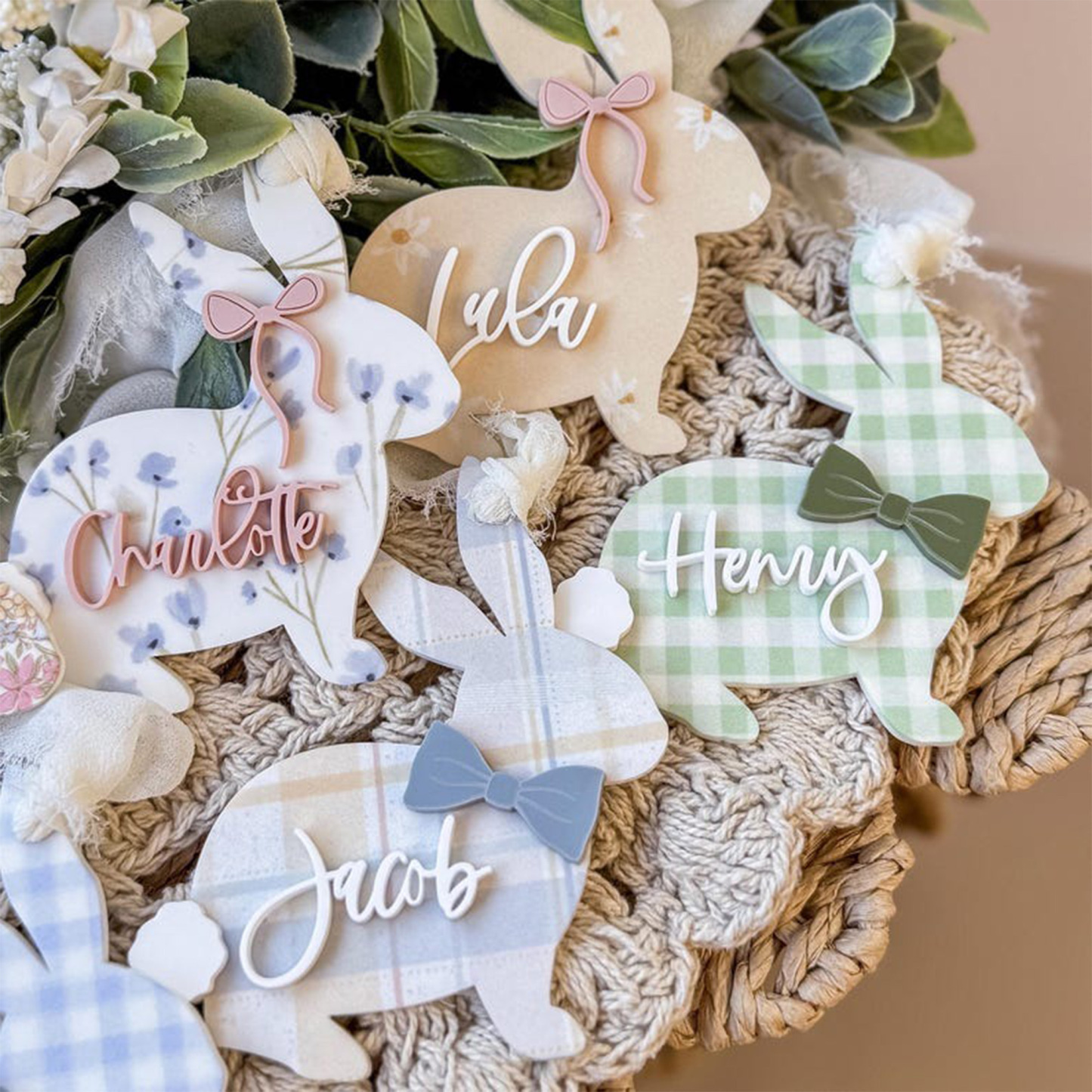 Personalized Name Easter Basket Tag, Bunny Easter Basket Tag, Easter Basket Bows, Easter Decor, Easter Gift, Gift for Kid