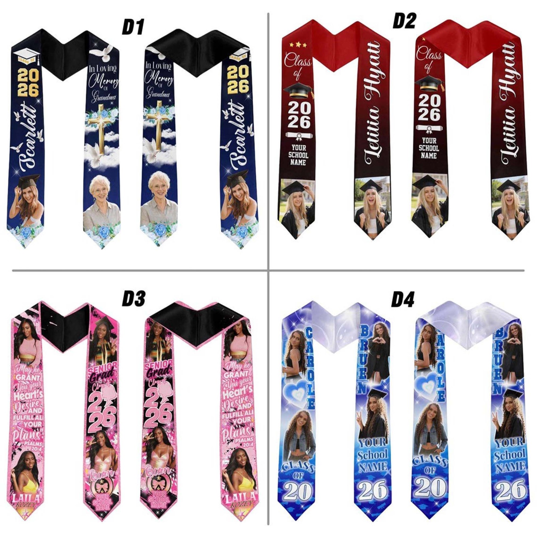 Personalized Photo Graduation Stole, Class of 2026, Personalized Sash, Graduation Gift, Gift for Graduates