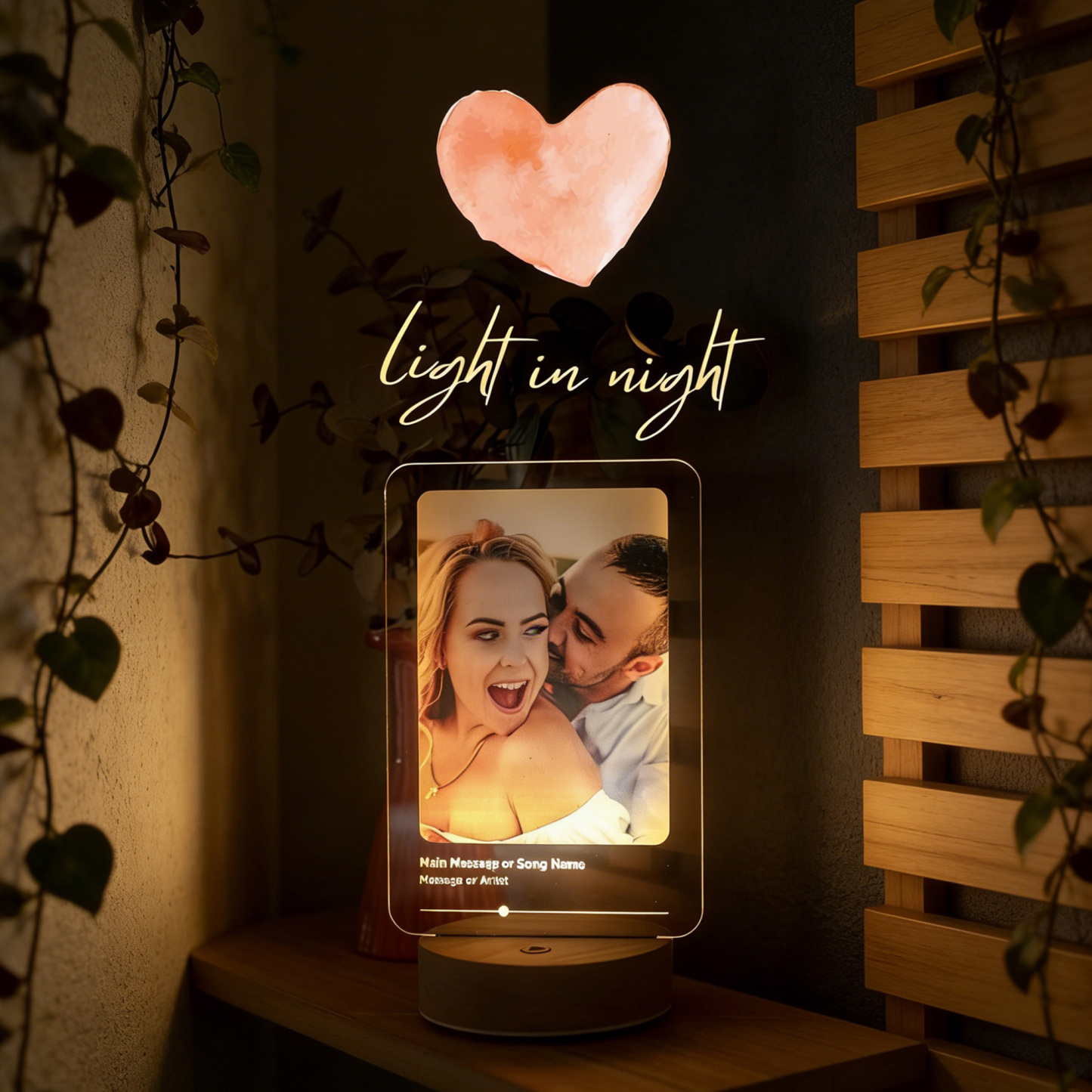 Personalized Music & Photo Led Night Light Plaque, One-Click Play, Home Decor, Anniversary/Birthday/Valentine's Day Gift