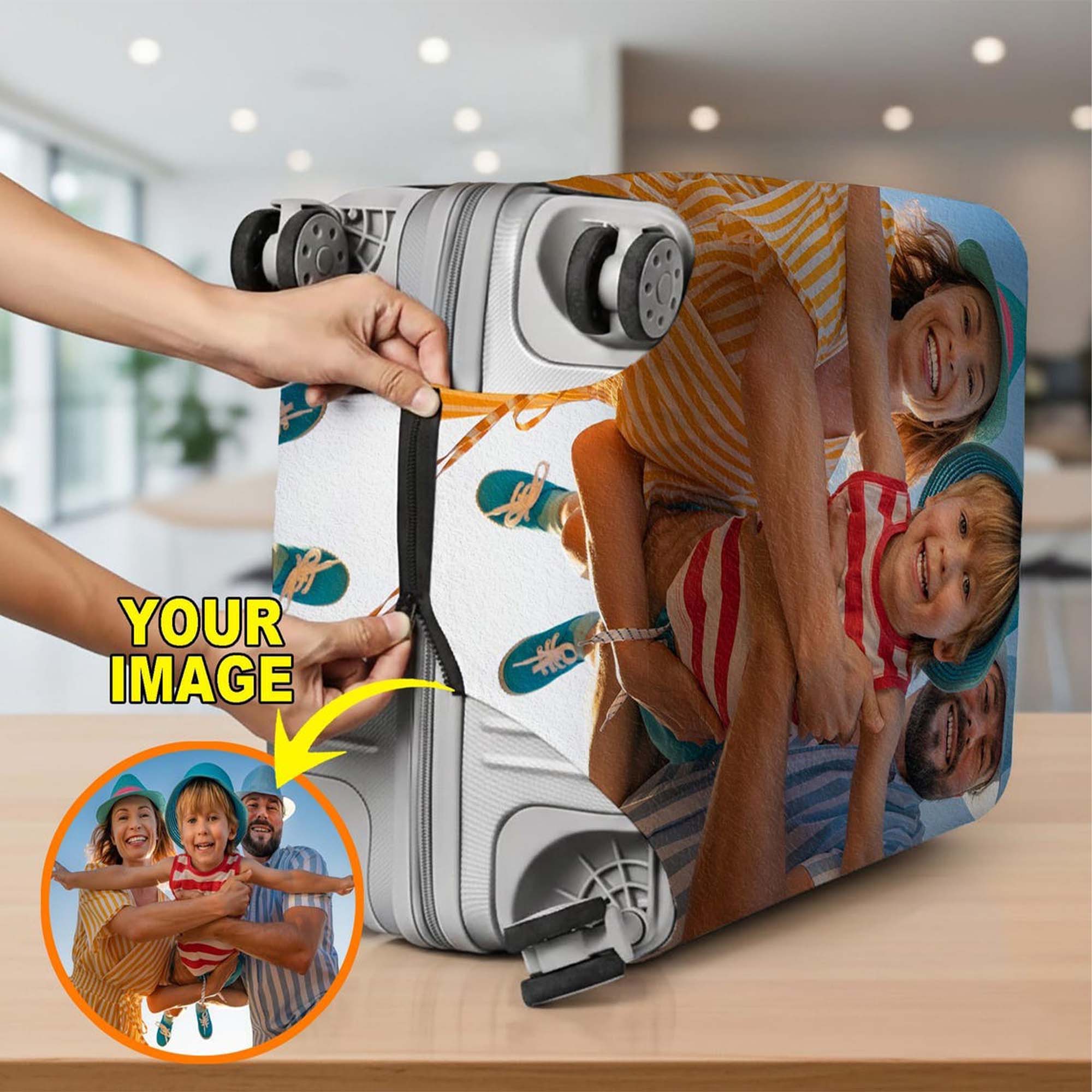 Personalized Photo Luggage Cover, Custom Suitcase Cover, Travel Accessory, Custom Photo Gift, Gift for Traveller