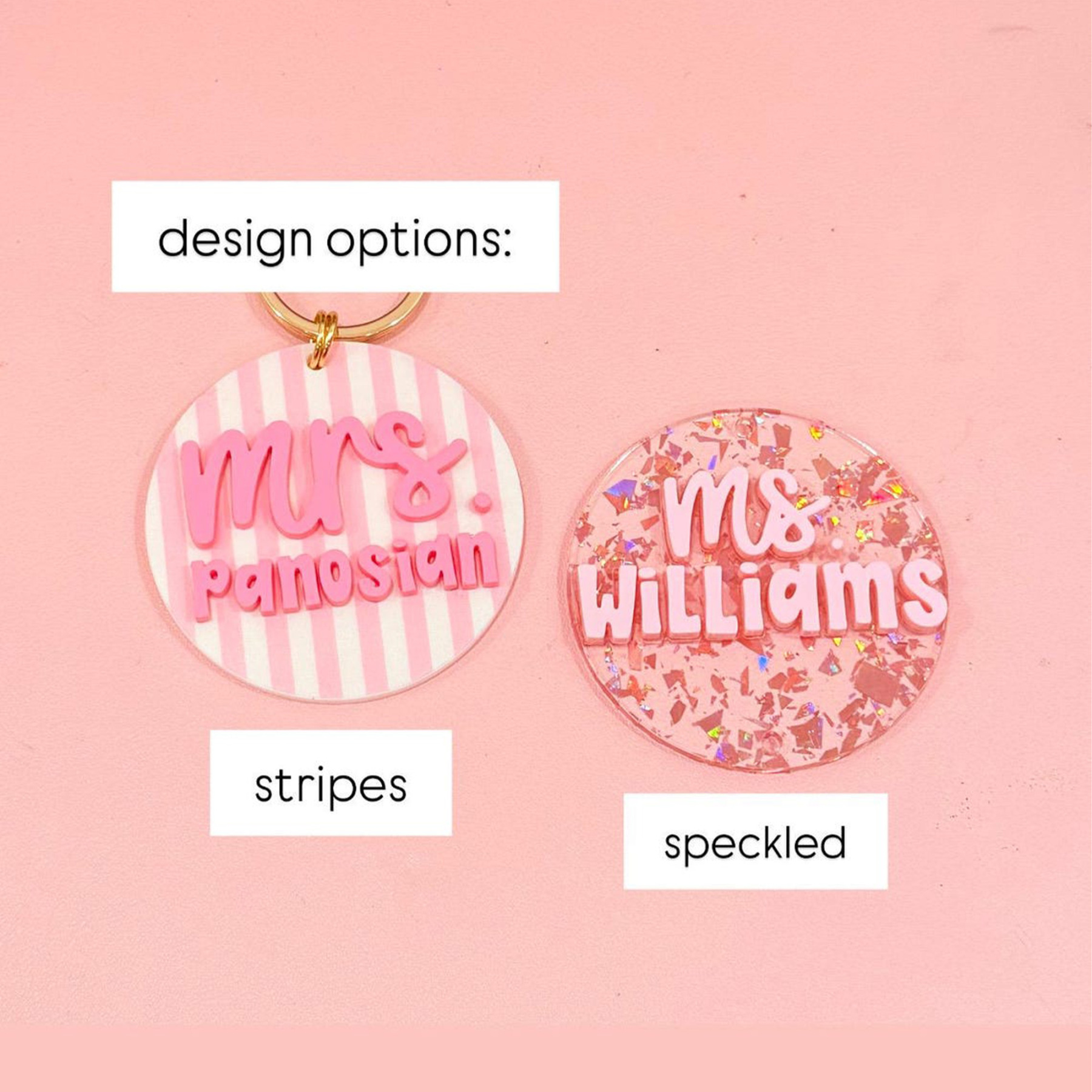 Custom Name ID Badge Holder, Pink Lanyard, Back to School Gift