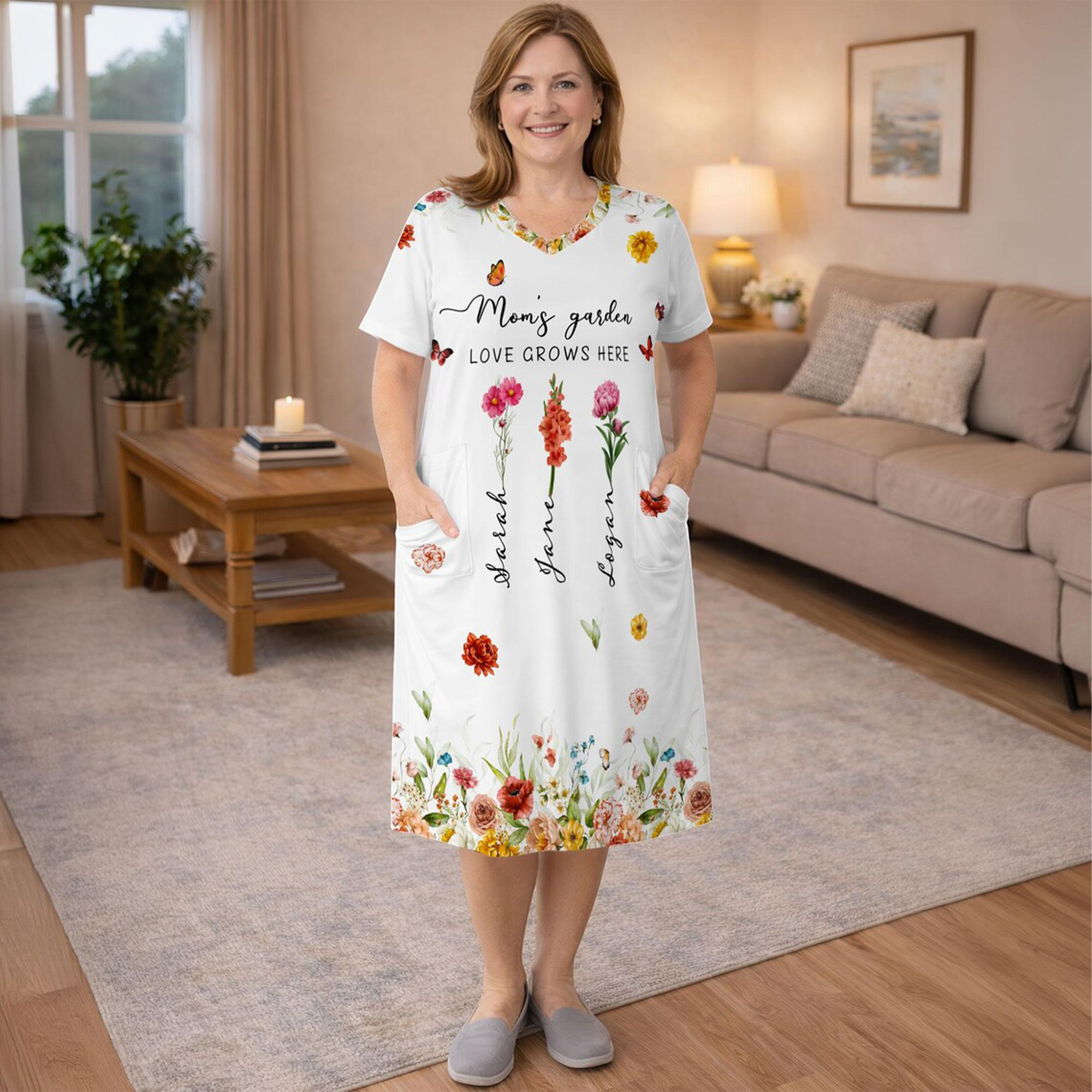 Personalized Birth Flower&Name Grandma's Garden Dress, Grandma Gift, Gift for Grandma, Mother's Day Gift