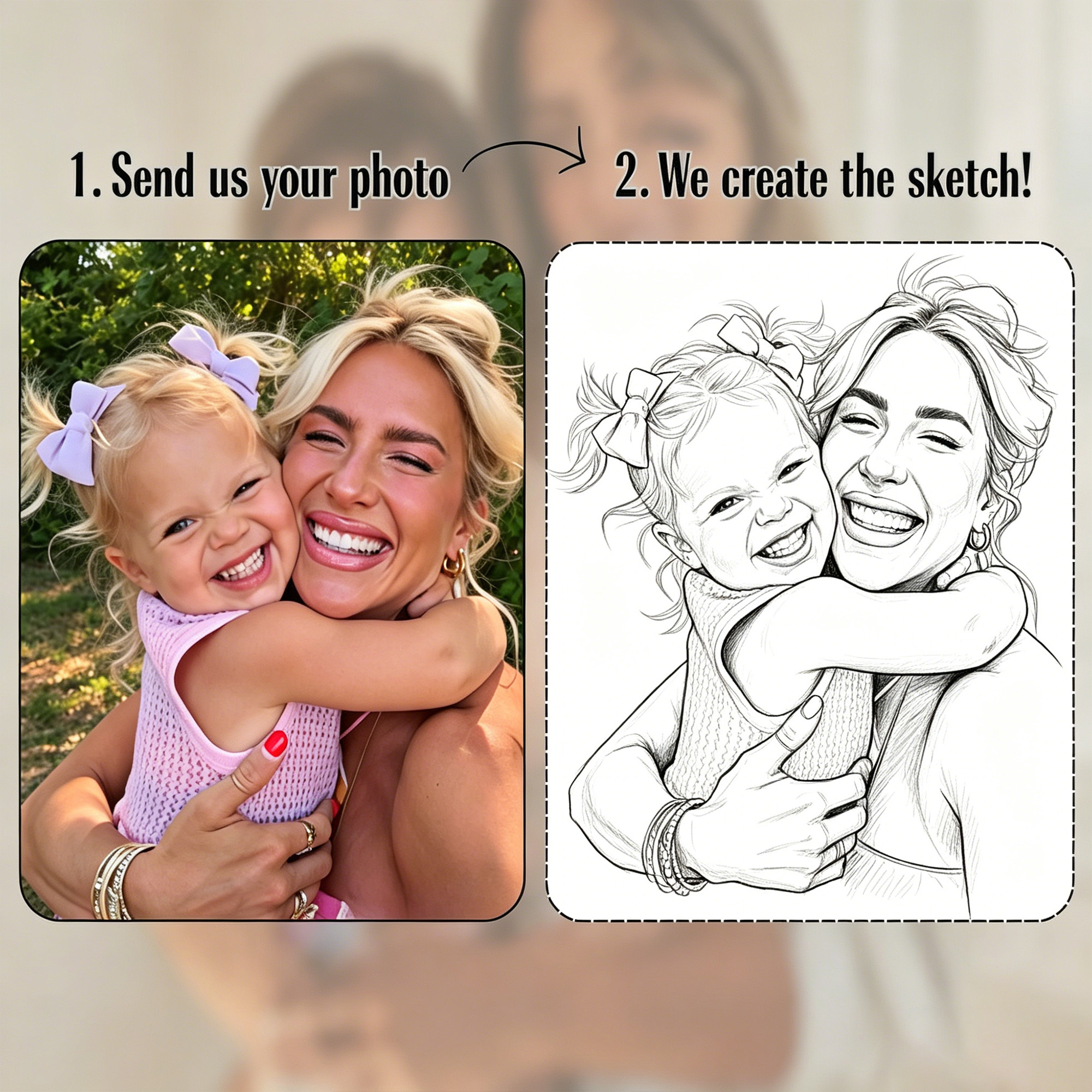 Personalized Photo Portrait Sweatshirt, Portrait from Photo, Mama Gift, Birthday/Mother's Day Gift