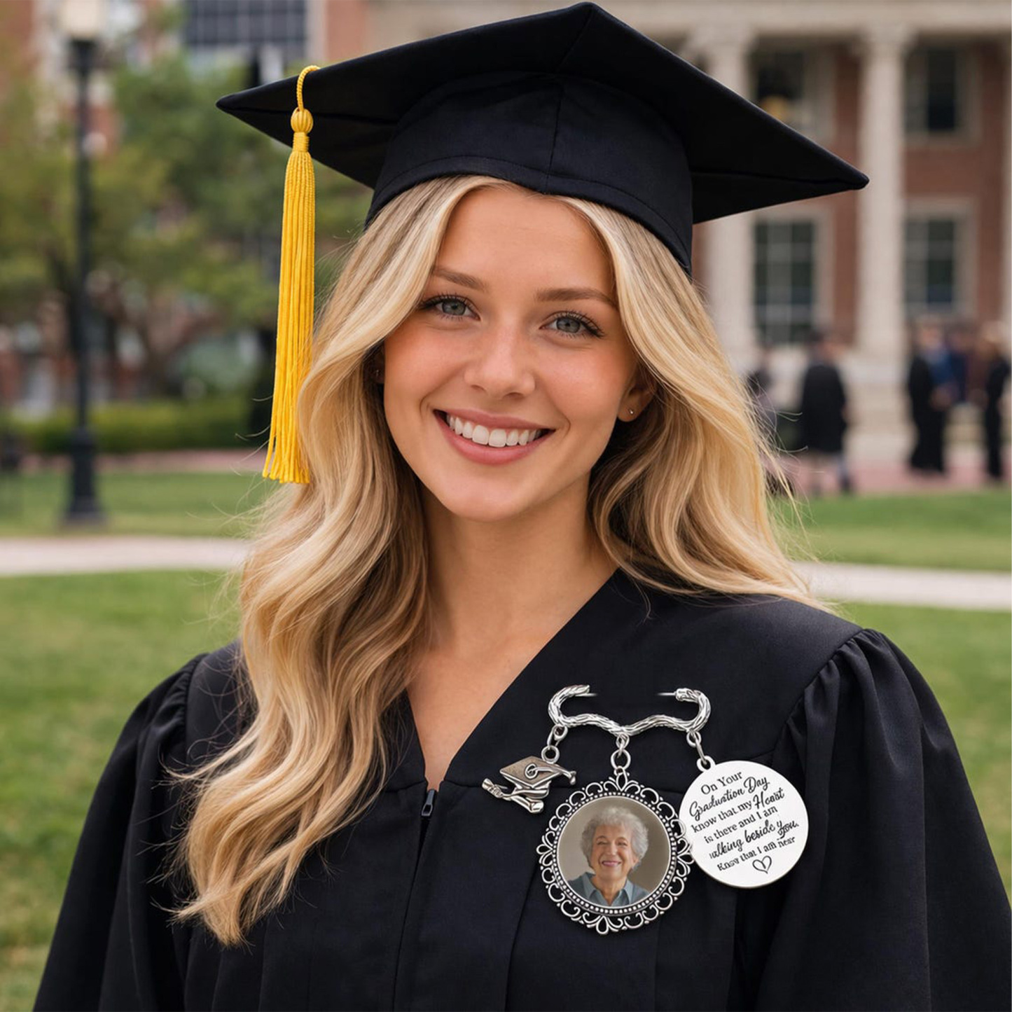 Custom Photo Graduation Memorial Pin with Text, Personalized Photo Pin, Memorial Keepsake