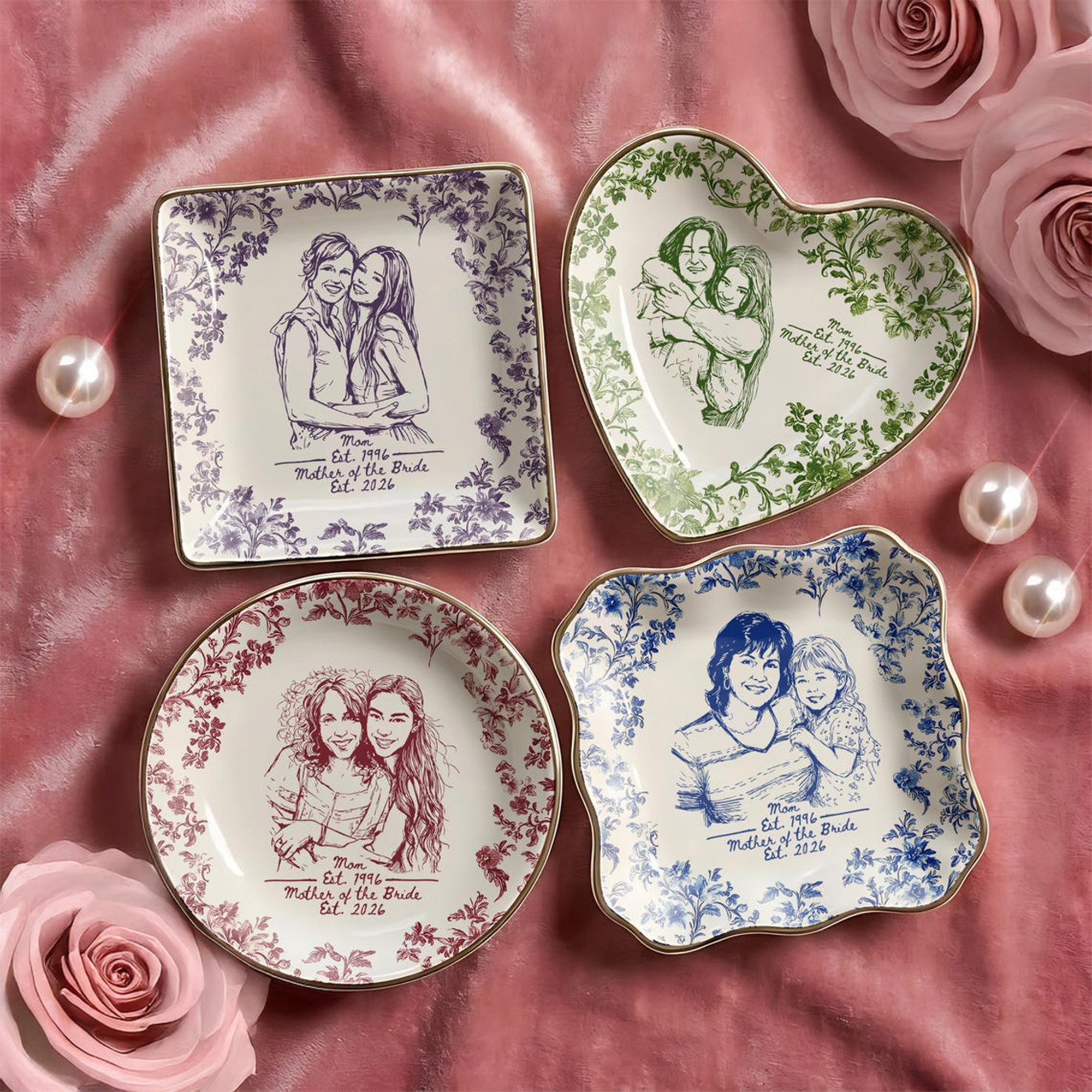 Custom Photo Jewelry Dish, Mother's Day Gift, Personalized Ring Dish, Wedding Gift from Daughter