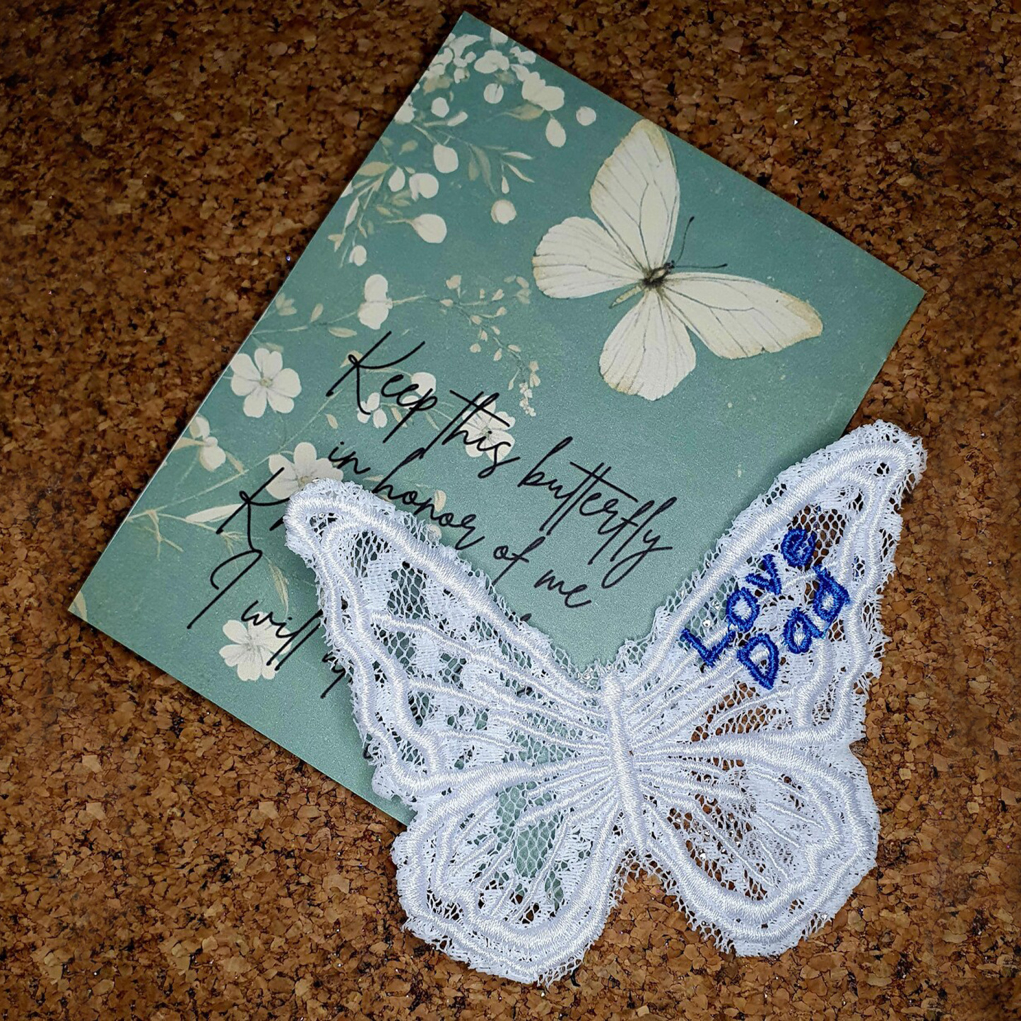 Personalized Embroidered Text Butterfly Patch, Sew-On Applique Butterflies, Elegant Keepsake, Something Blue, Wedding Gift