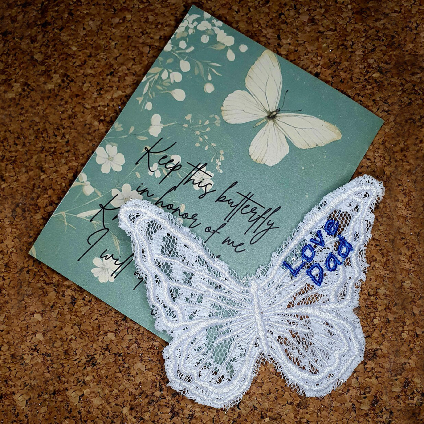 Personalized Embroidered Text Butterfly Patch, Sew-On Applique Butterflies, Elegant Keepsake, Something Blue, Wedding Gift