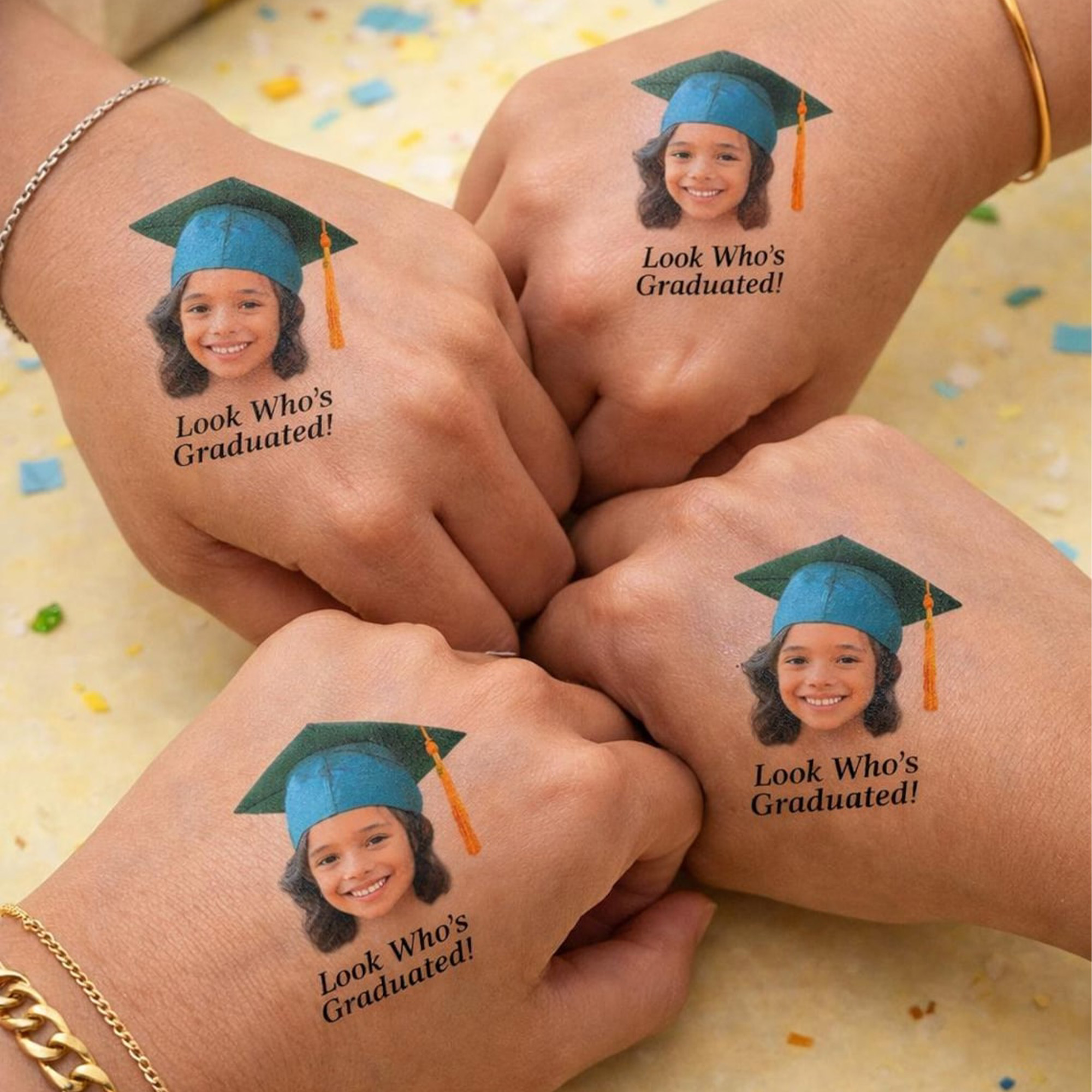(Sold at 5pcs)Personalized Face Graduation Photo Temporary Tattoos, Class of 2026, Graduation Party Favor