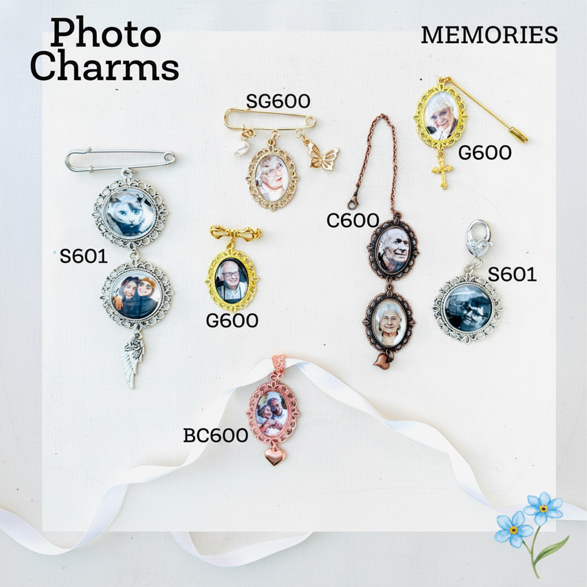 Personalized Photo Bouquet Brooch, Custom Photo Lapel Pin, Anniversary/Wedding Gift