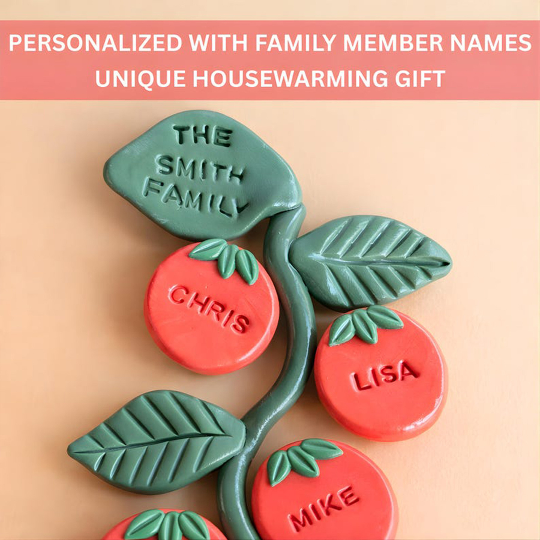 Custom Tomato Family Tree Fridge Magnet, Personalized Names, Farmcore Kitchen Decor, Housewarming Gift