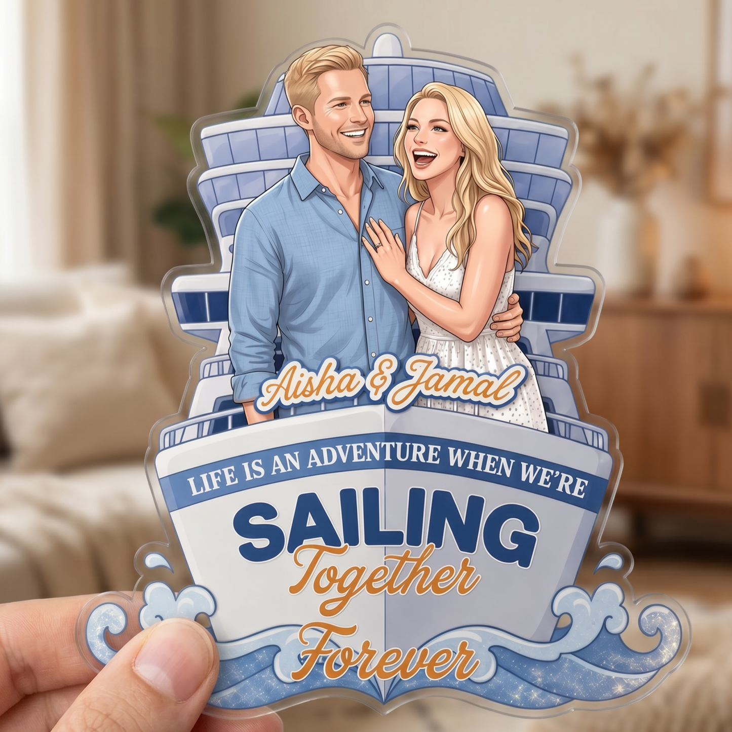 Personalized Vinyl Cruise Door Photo Magnet with Photo and Custom Message Vacation Gift for Couples