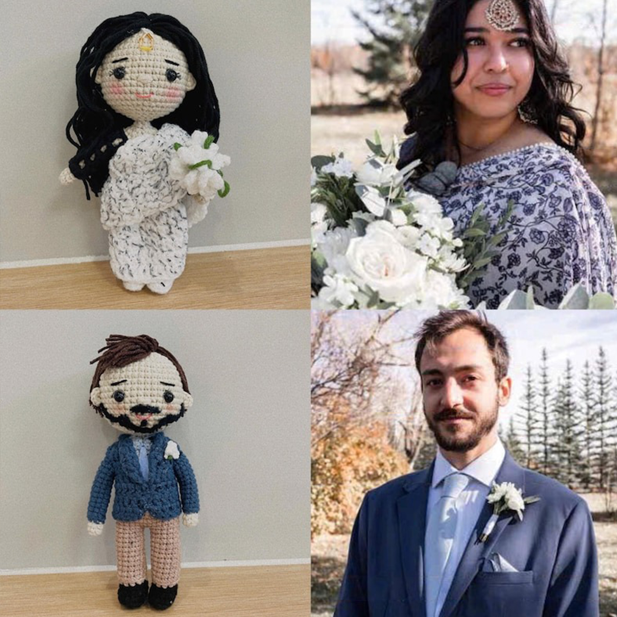 Custom Couple Portrait Crochet Doll, Wedding Crochet Doll, Crochet Doll, Valentine's Day Gift, Anniversary Gift, Gift for Him/Her