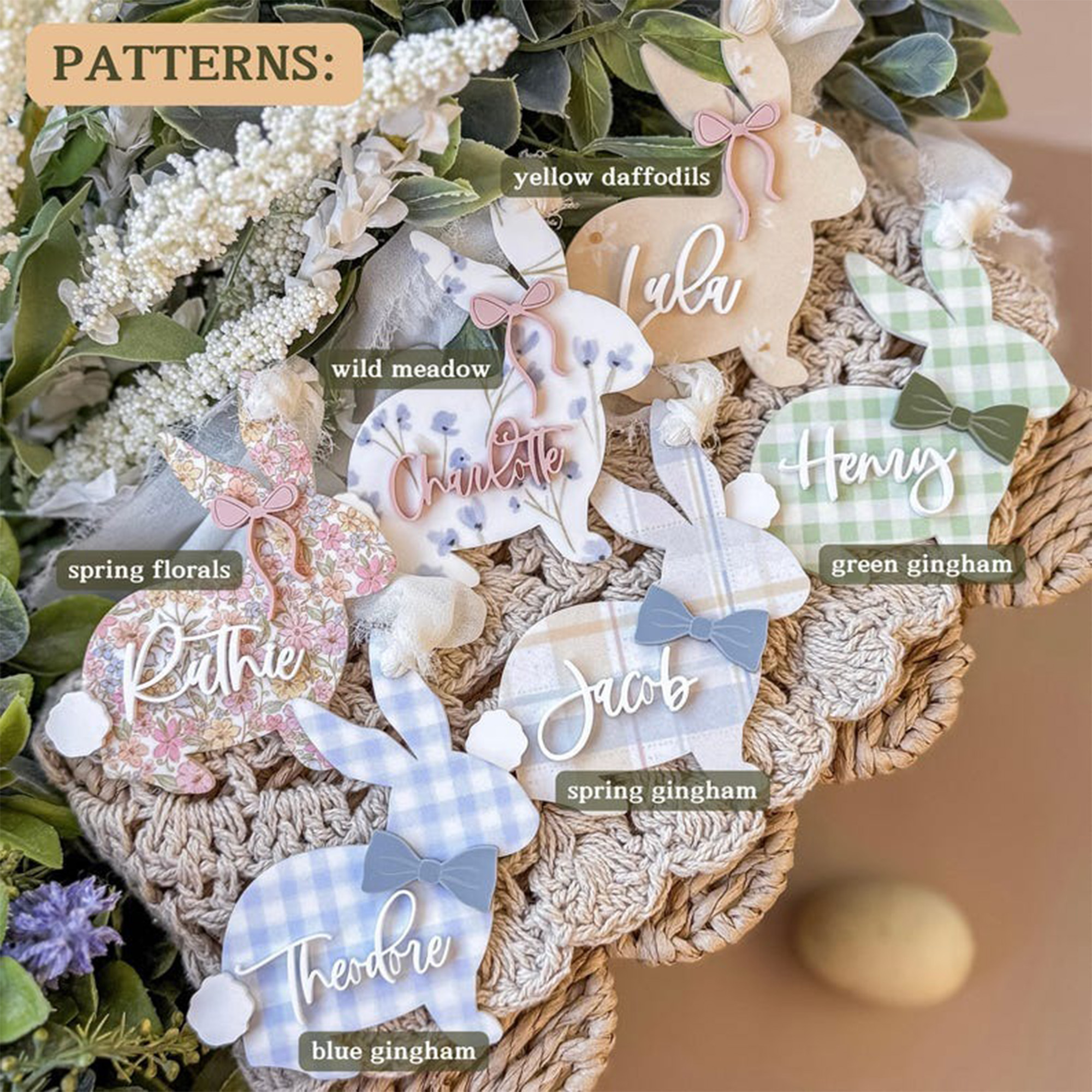 Personalized Name Easter Basket Tag, Bunny Easter Basket Tag, Easter Basket Bows, Easter Decor, Easter Gift, Gift for Kid