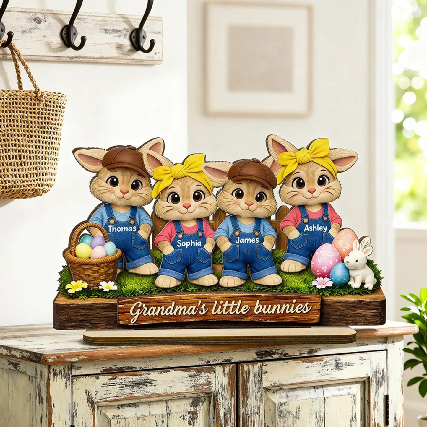 Customized Easter Wooden Plaque, Grandma's Little Bunnies, Gift for Grandma