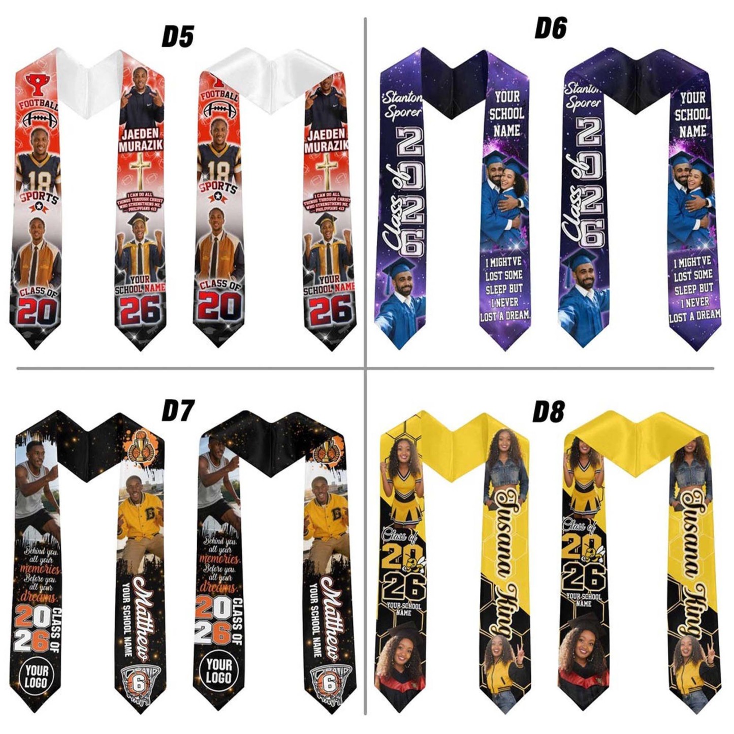 Personalized Photo Graduation Stole, Class of 2026, Personalized Sash, Graduation Gift, Gift for Graduates