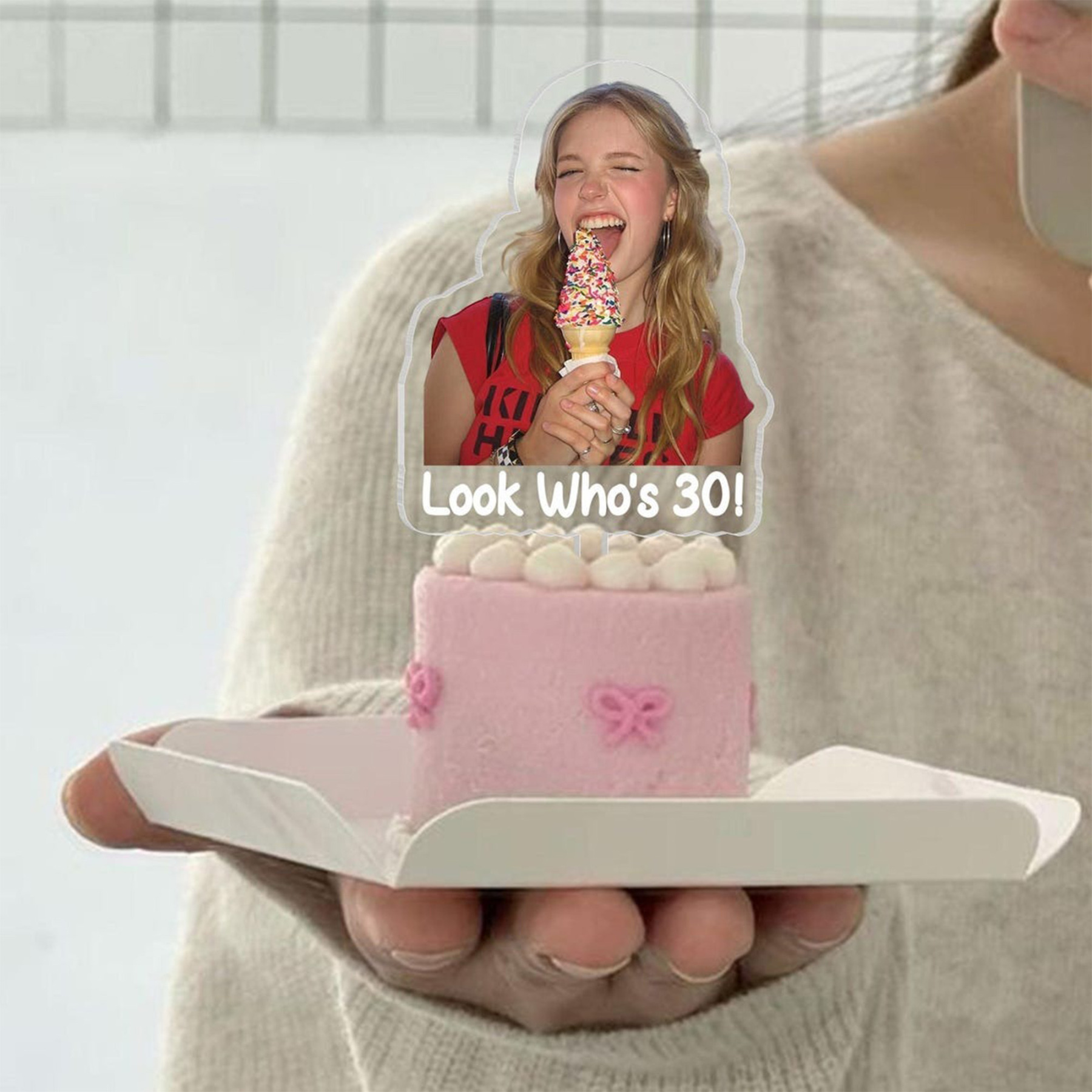 Custom Retro Photo Acrylic Cake Topper, Vintage Cake Topper, Personalized Photo Cake Topper, Birthday Party Favor