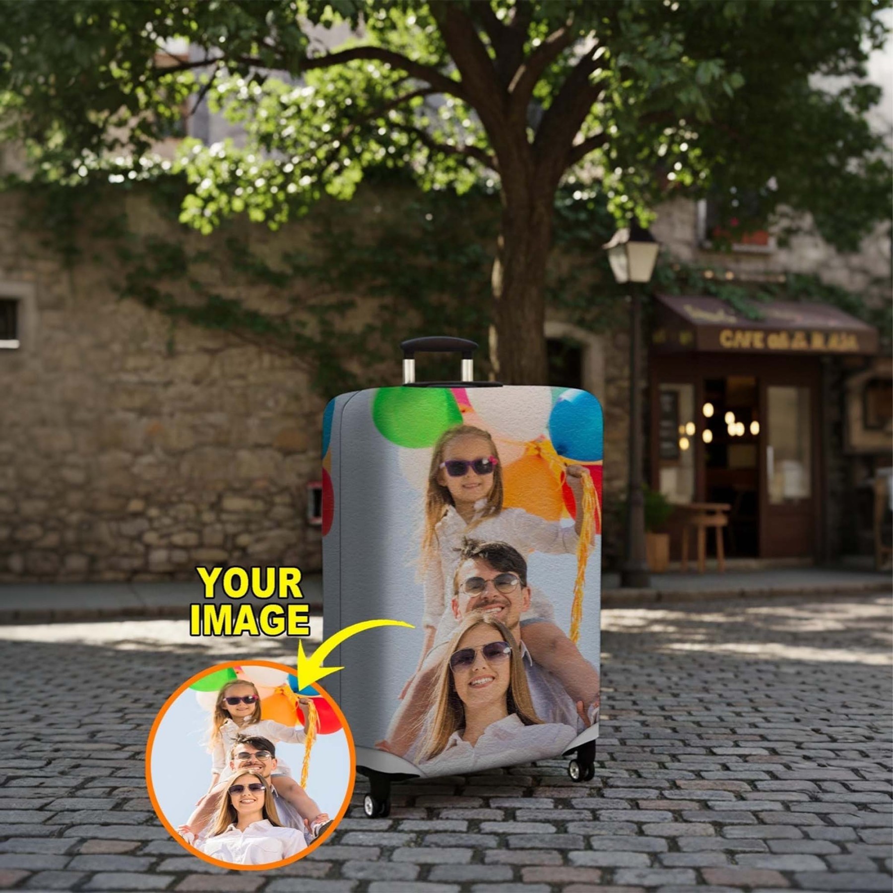 Personalized Photo Luggage Cover, Custom Suitcase Cover, Travel Accessory, Custom Photo Gift, Gift for Traveller
