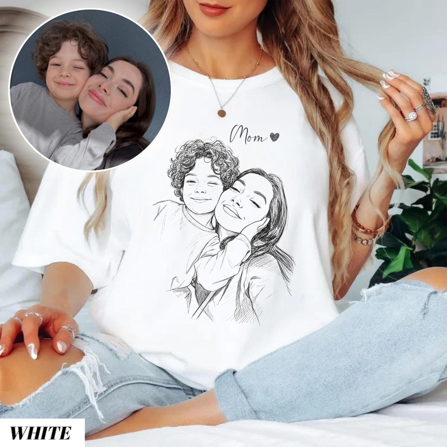 Personalized Portrait Shirt, Gift for Mom, Birthday/Mother's Day Gift
