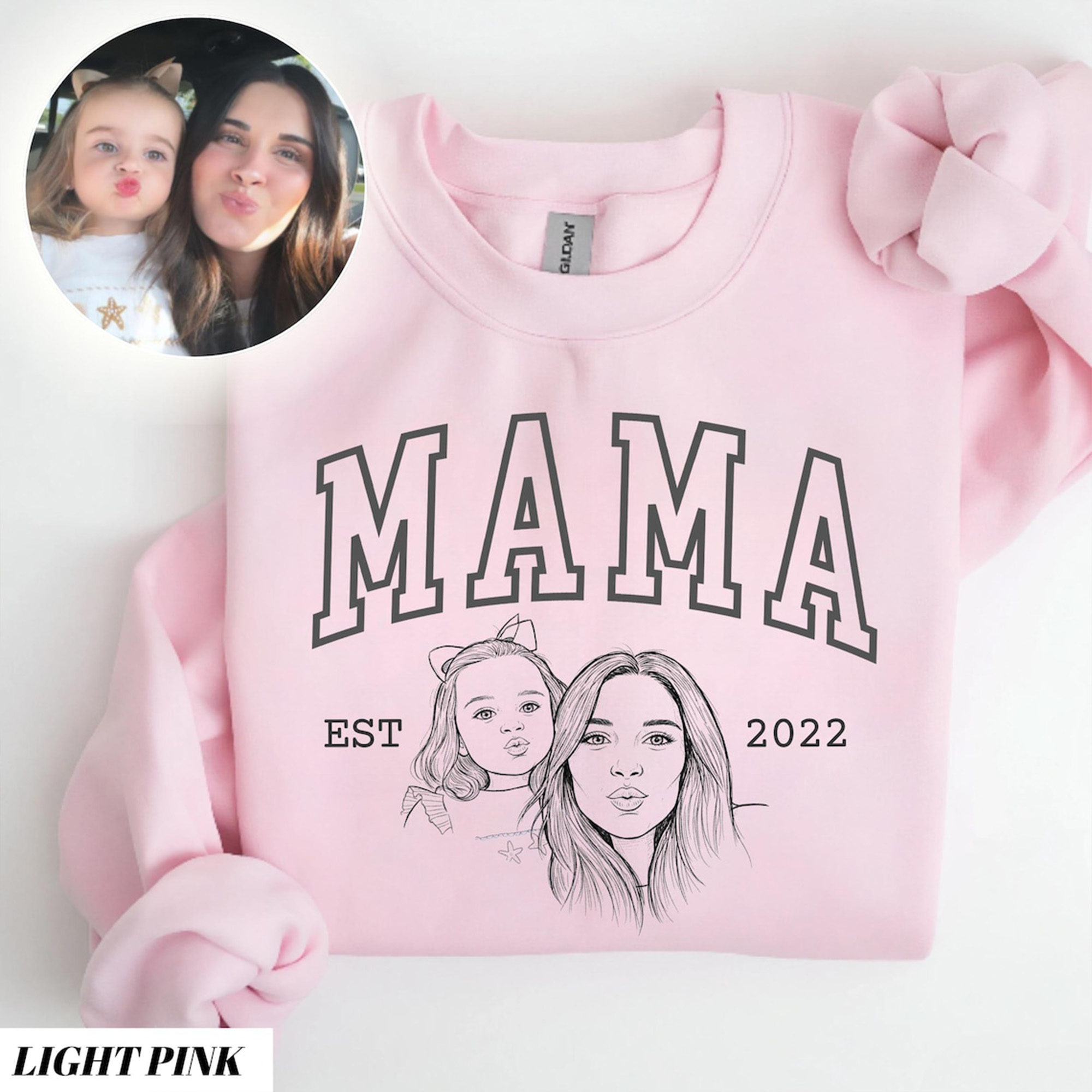 Personalized Photo Portrait Sweatshirt, Portrait from Photo, Mama Gift, Birthday/Mother's Day Gift