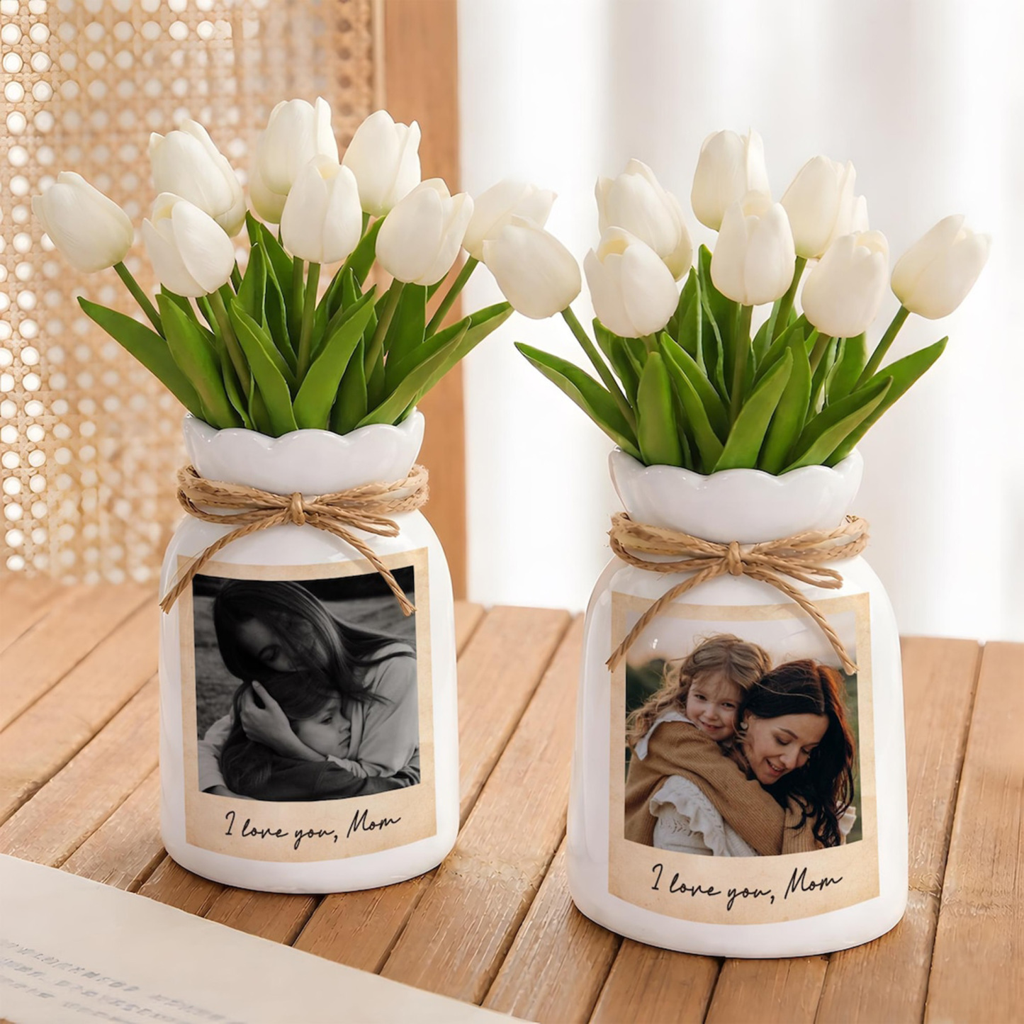 Custom Photo Vase, Personalized Photo Flower Vase, Home Decor, Gift from Daughter, Birthday/Mother's Day Gift