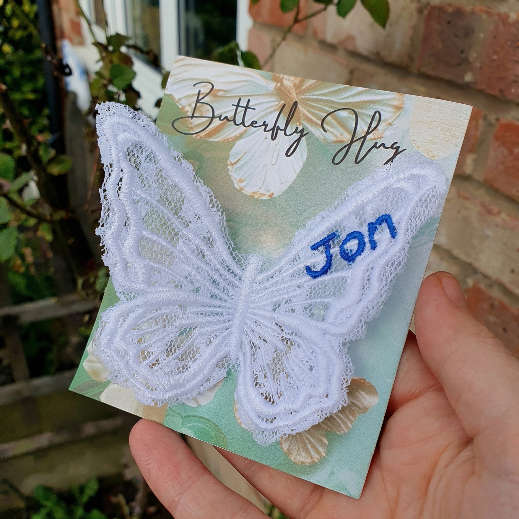 Personalized Embroidered Text Butterfly Patch, Sew-On Applique Butterflies, Elegant Keepsake, Something Blue, Wedding Gift