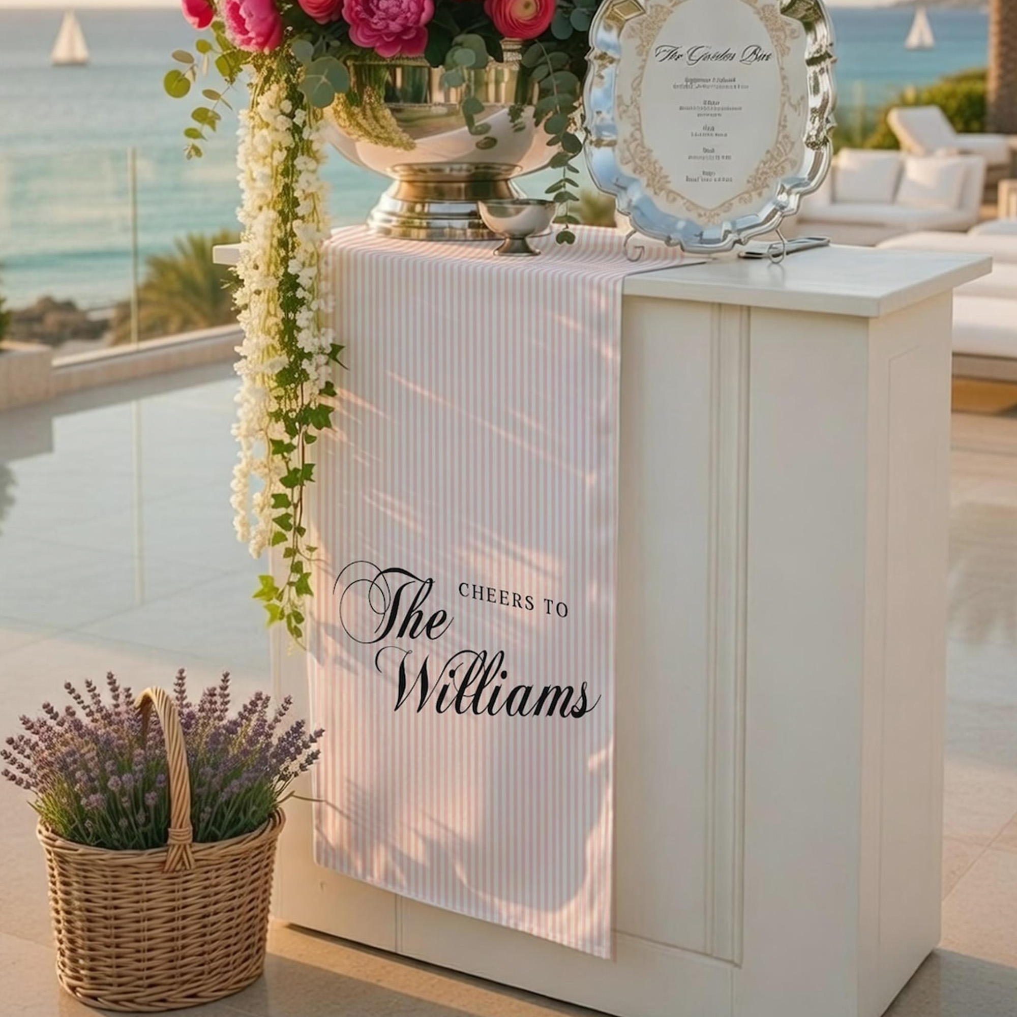 Custom Linen Striped Sign, Personalized Name Wedding Sign, Birthday/Anniversary/Wedding Decor