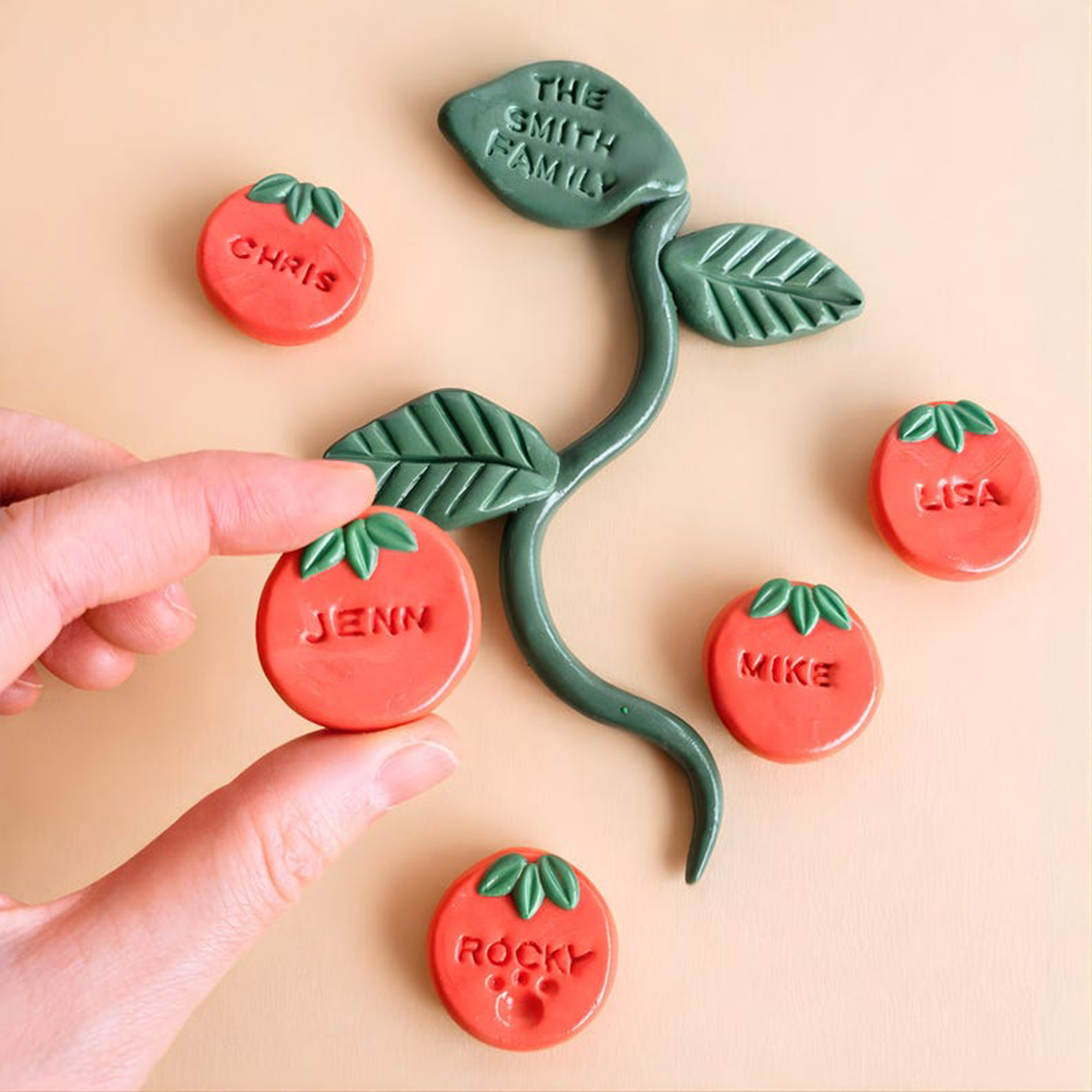 Custom Tomato Family Tree Fridge Magnet, Personalized Names, Farmcore Kitchen Decor, Housewarming Gift