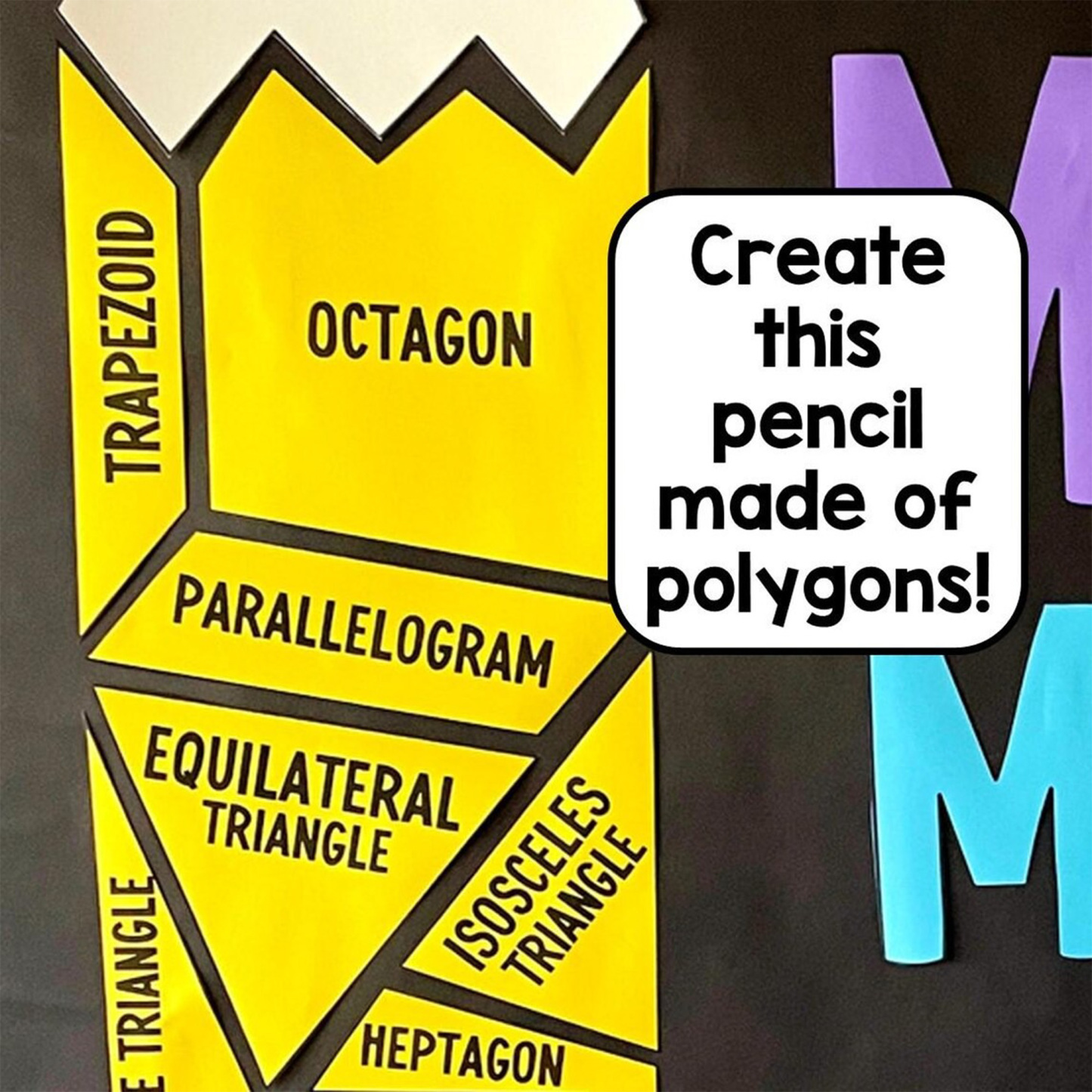 Math Classroom Door Design, Decoration to Hang, Math Makes Us Sharp with Polygon Pencil