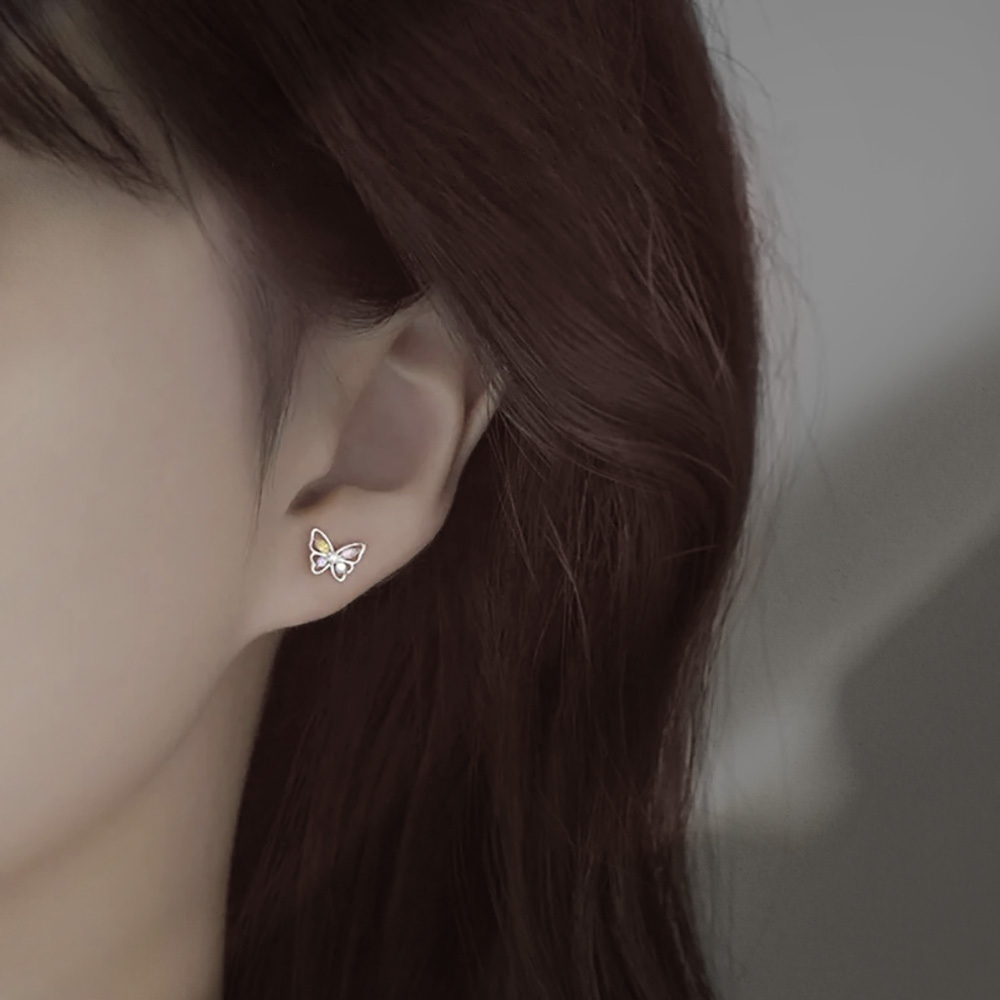 Crystal Colorful Butterfly Earrings, Sterling Silver 925 Dainty Stud Earrings, Mother's Day/Valentine Day/Birthday Gift for Her