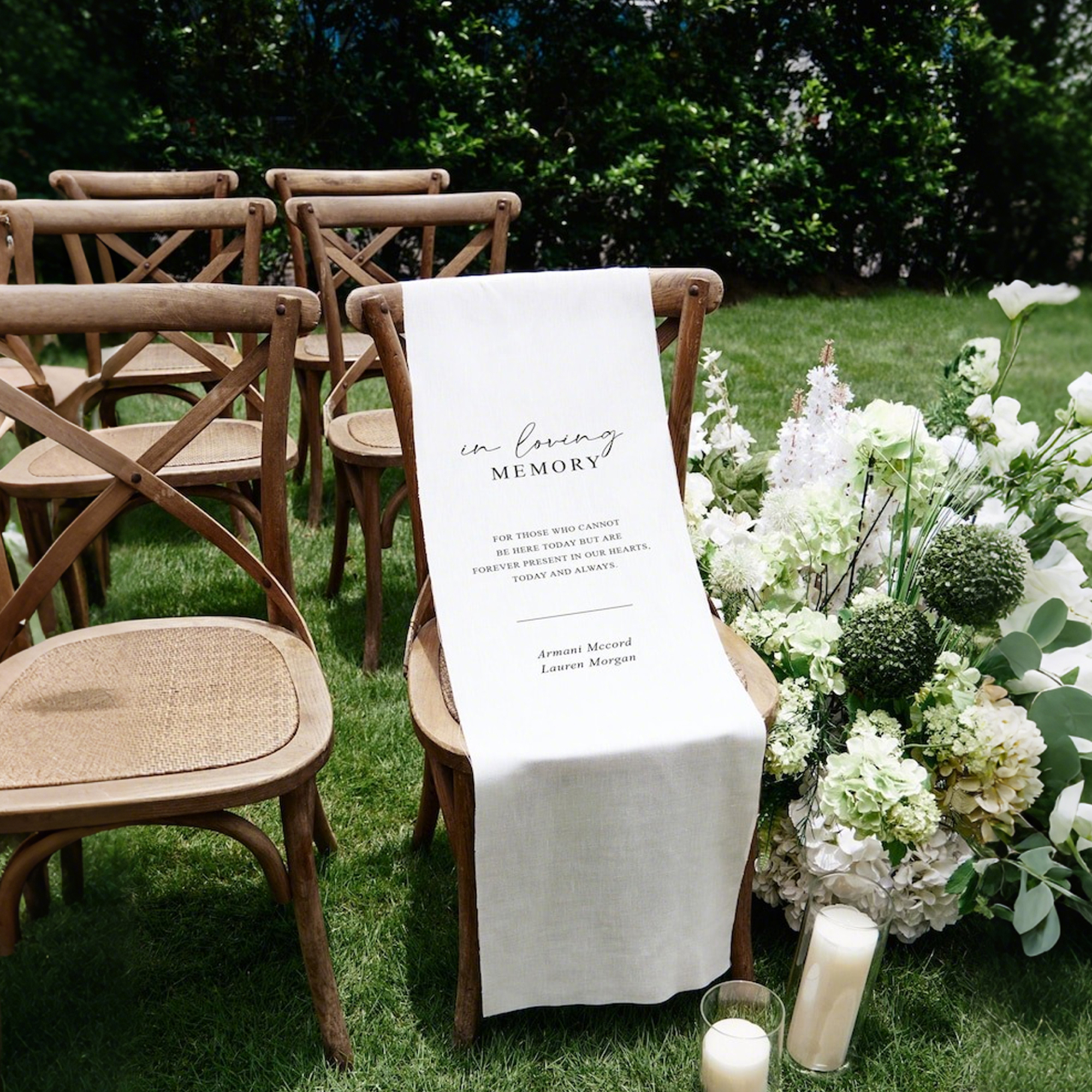Custom Loving Memory Line Chair Banner, Wedding Sign, Wedding Decor, Remembrance Ceremony Decoration